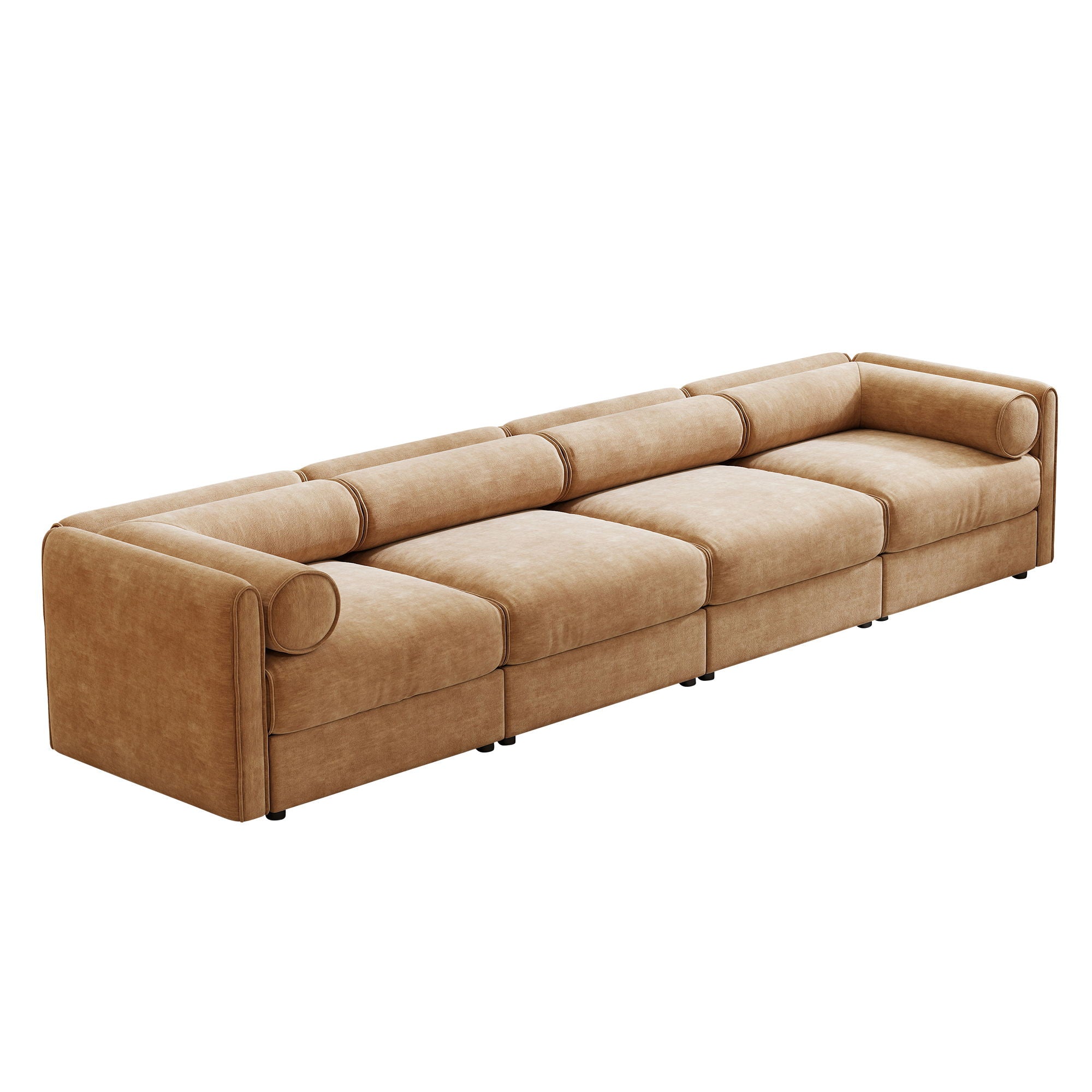 Stylish Chenille Sofa With Storage Seat And Cylindrical Backrest - Best Buy Furniture