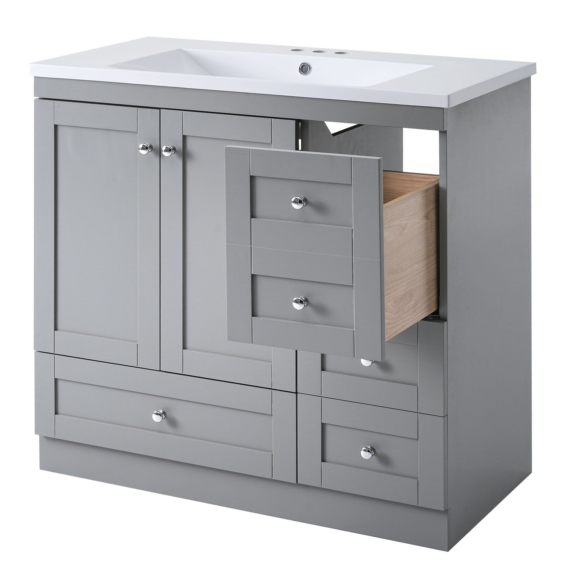 Shaker Free Standing Bathroom Vanity Cabinet With Sink, Soft Close Drawers, Soft Close Doors - Best Buy Furniture