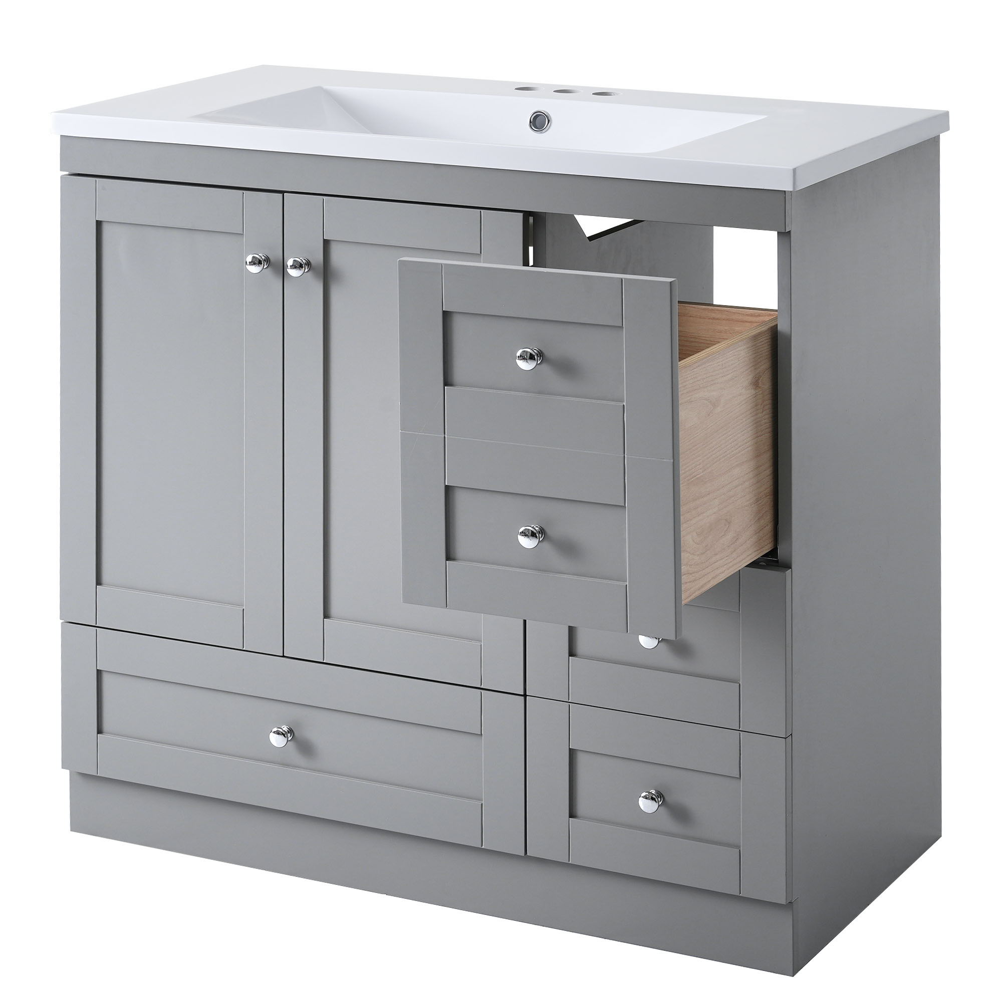Shaker Free Standing Bathroom Vanity Cabinet With Sink, Soft Close Drawers, Soft Close Doors - Best Buy Furniture