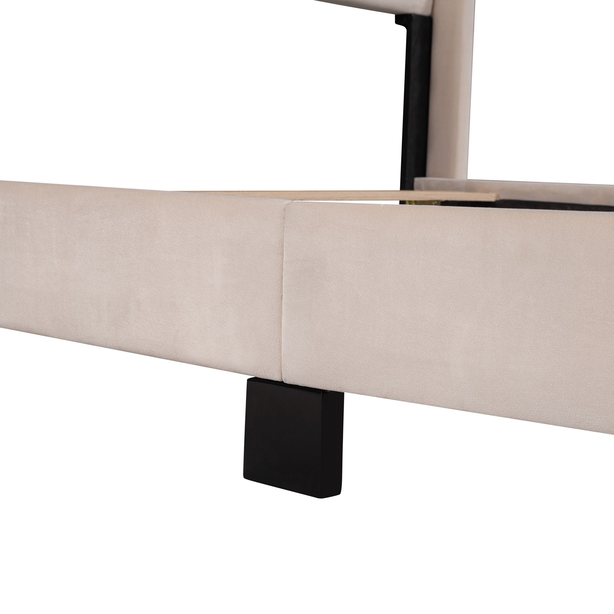 Velvet Upholstered Platform Bed, Box Spring Needed