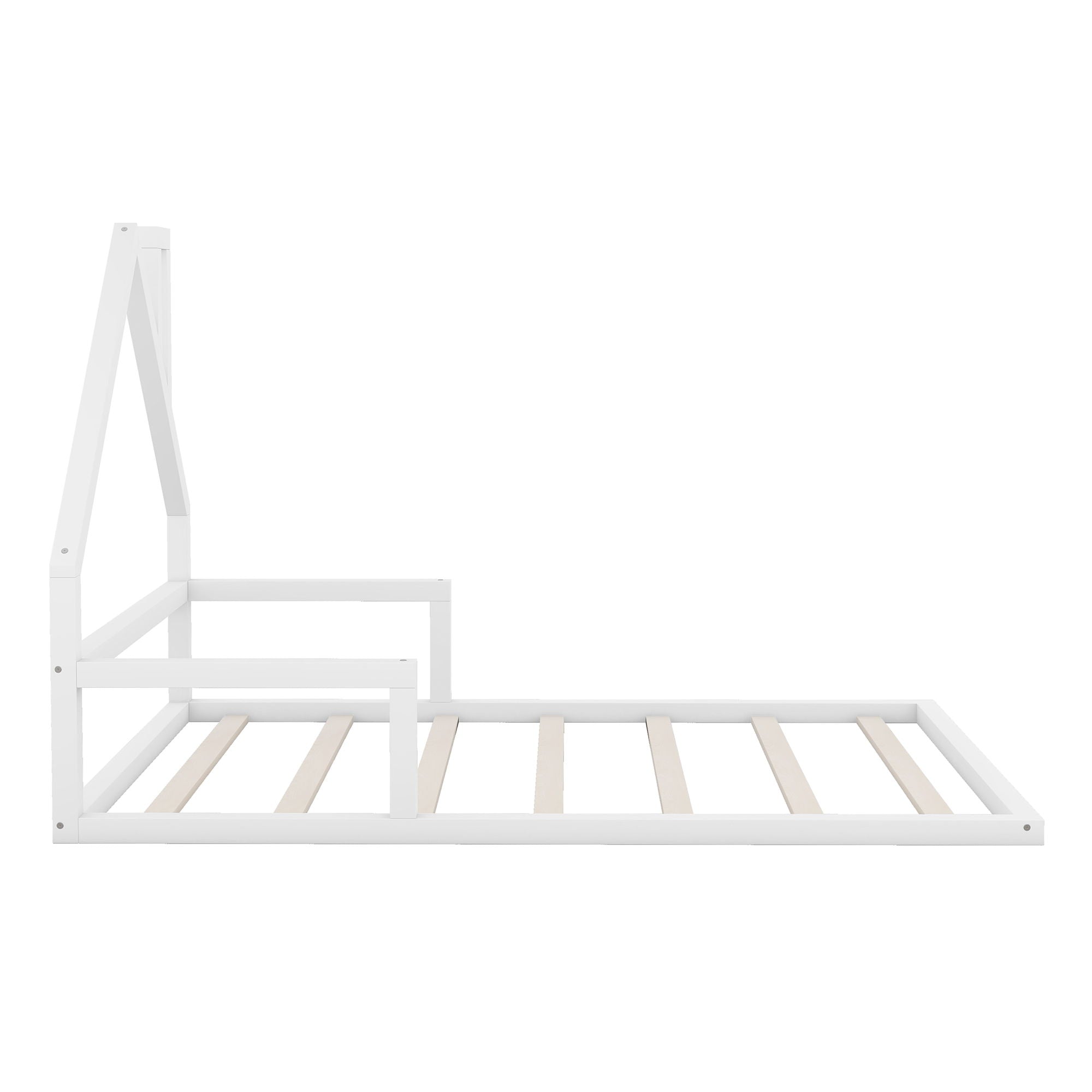 Elegant Floor Bed With House Shaped Headboard