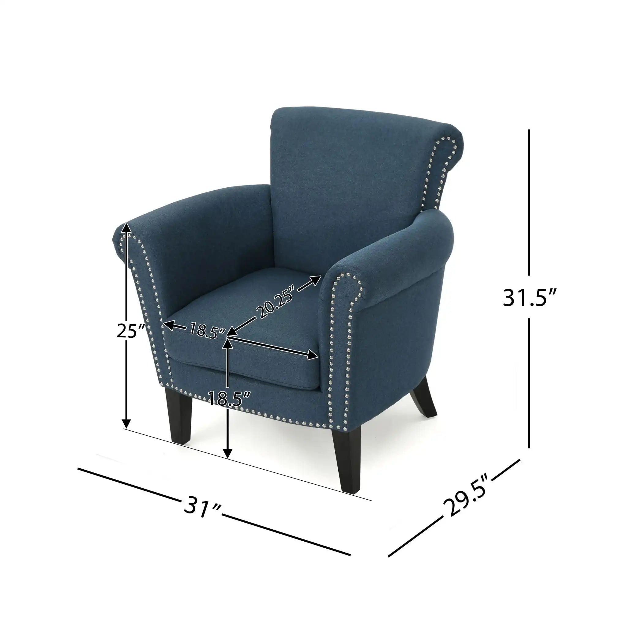 Elegant Club Chair With Nailhead Trim And Birch Wood Legs
