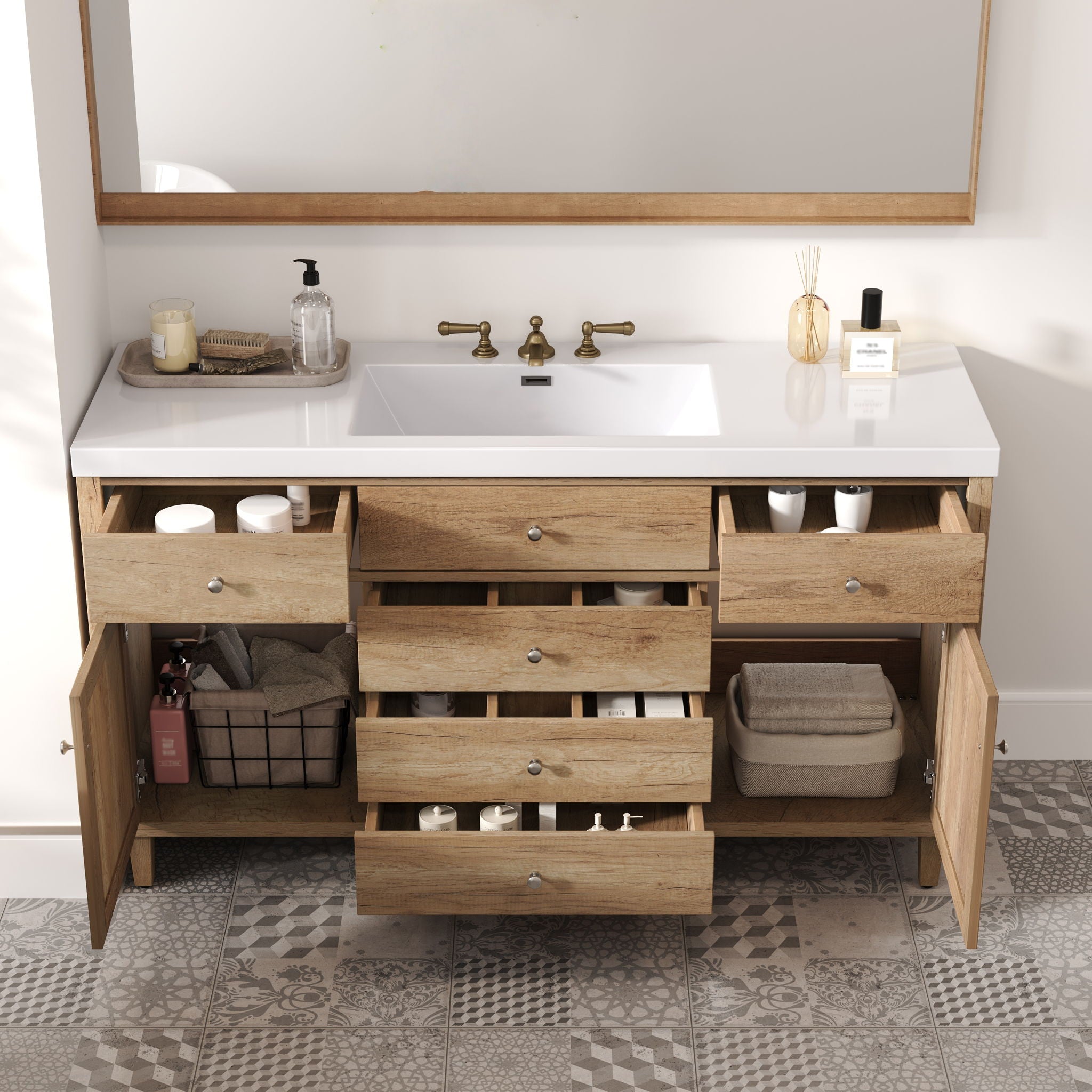 Modern Bathroom Vanity With Sink, Soft Close Drawers