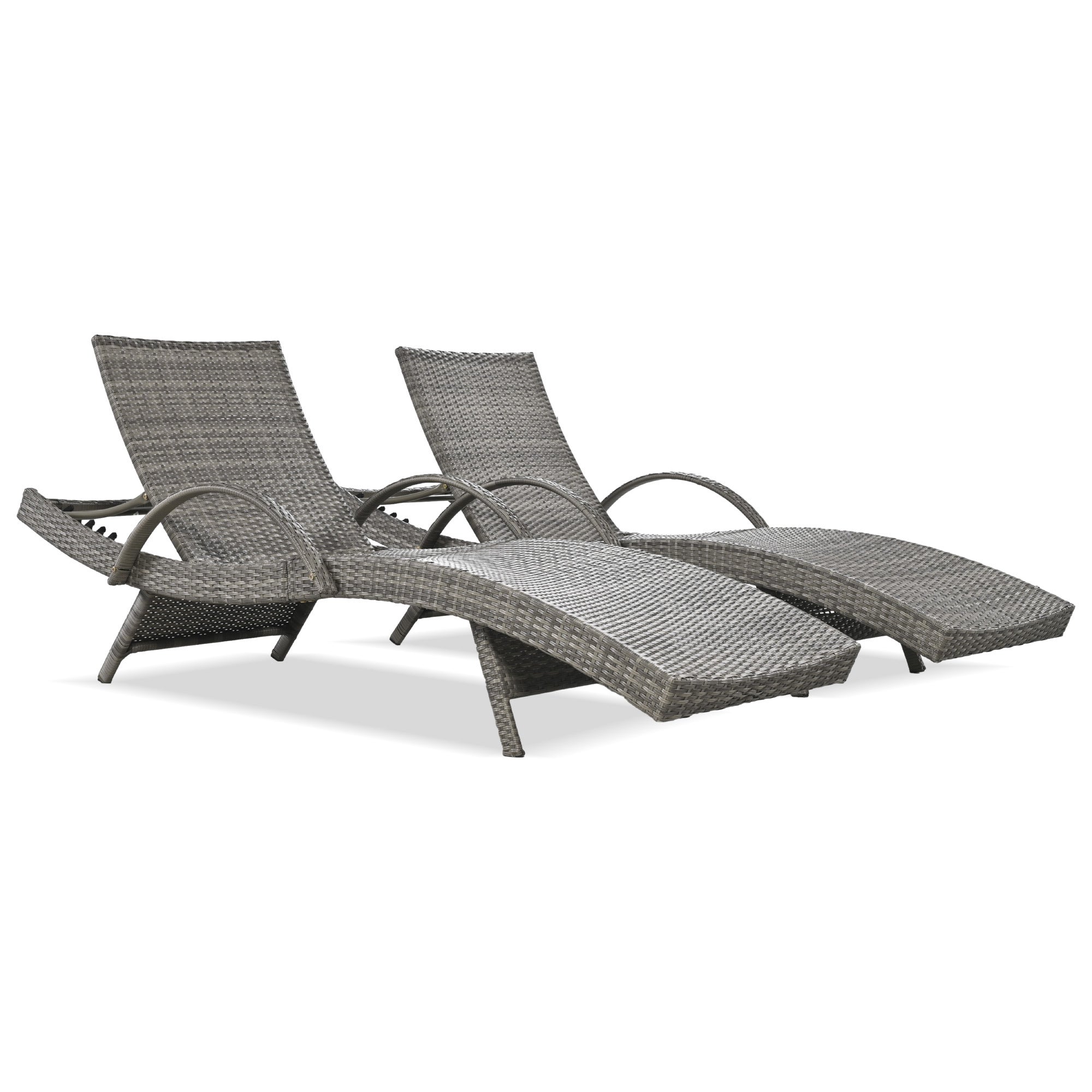 K&K 80" Outdoor Wicker Chaise Lounge Chairs Set of 2