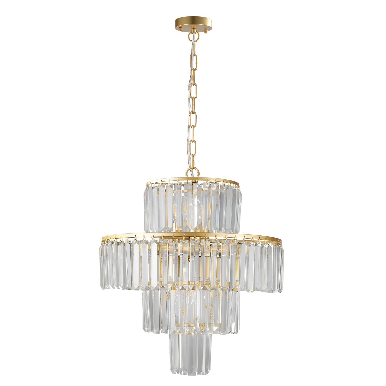 20' Modern Crystal Chandelier with Gold Finish, 4-Tier Design for Dining Room or Living Room, Elegant Crystal Pendant Light Fixture (Bulb Not Included)