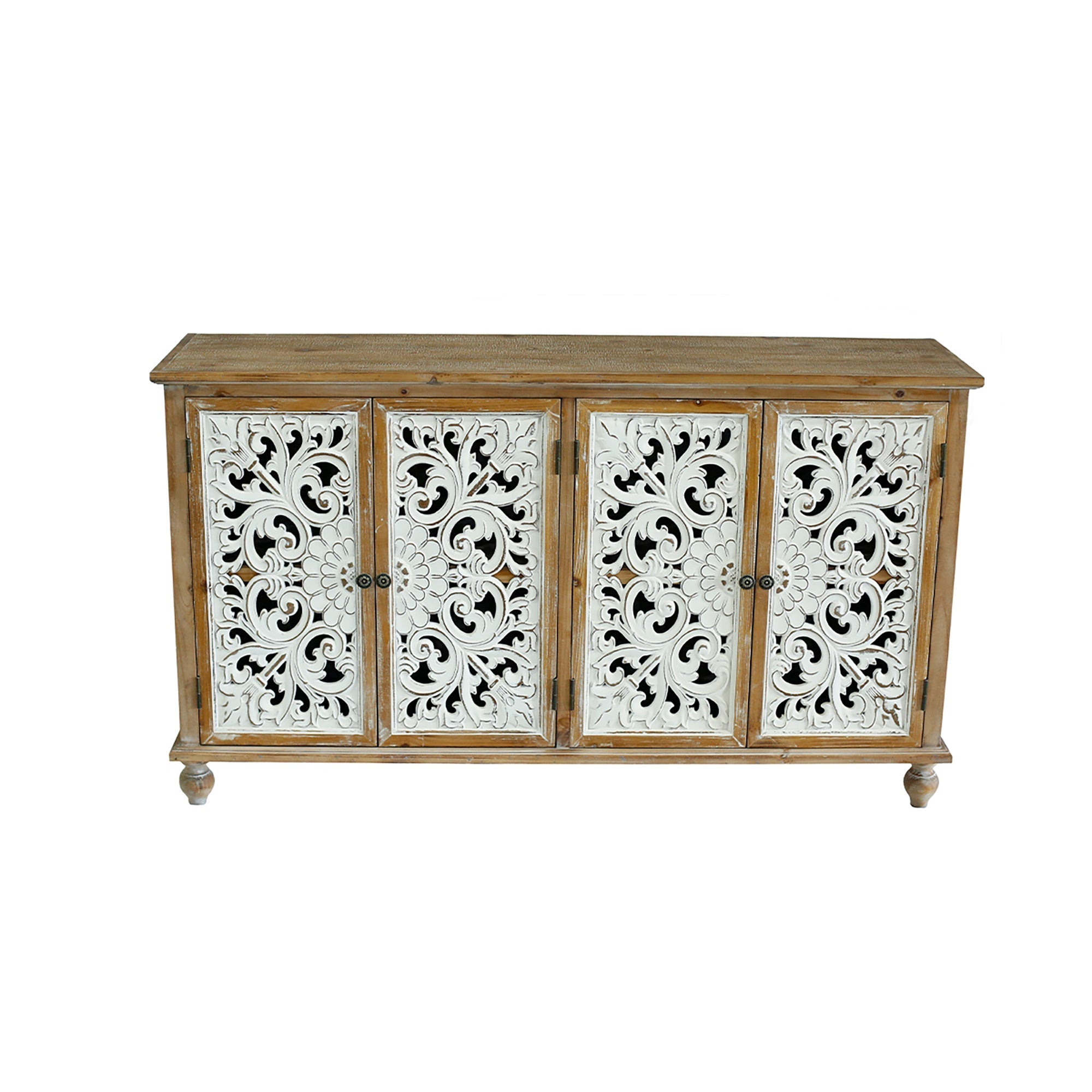 Accent Cabinet With 4 Doors Farmhouse Sideboard Buffet Cabinet