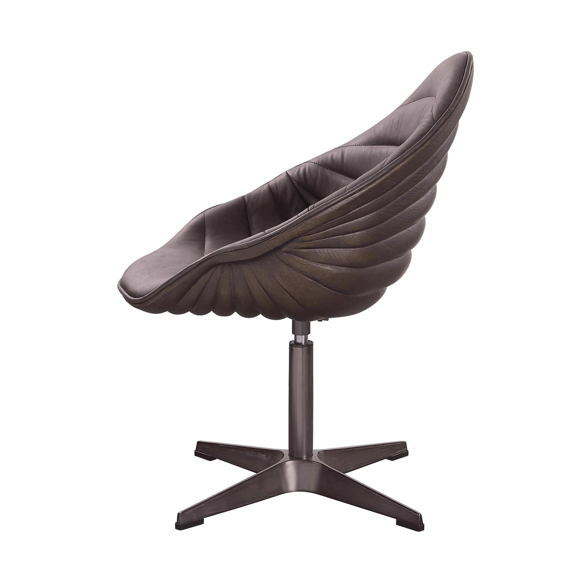 Pipino - Top Grain Leather Accent Chair With Swivel - Antique Ebony - Best Buy Furniture