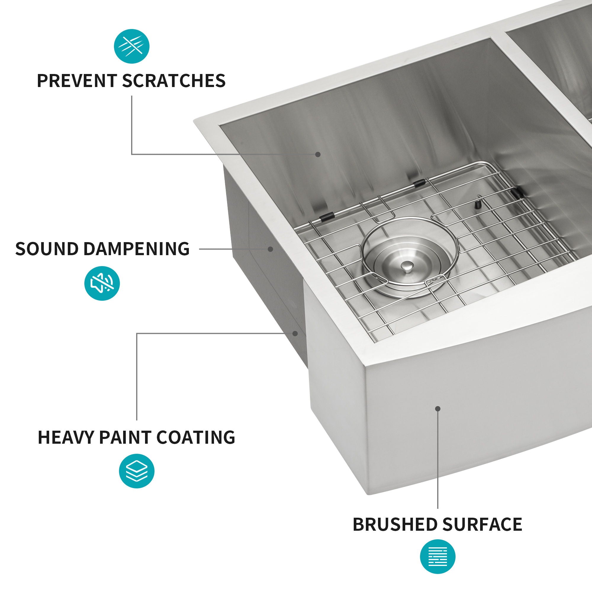 Modern Double Bowl Farmhouse Sink With Apron Front Stainless Steel - Beige