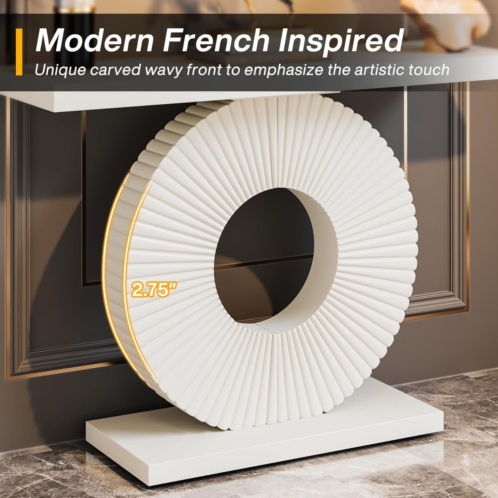 Modern Console Table With Sculptural Geometric Base