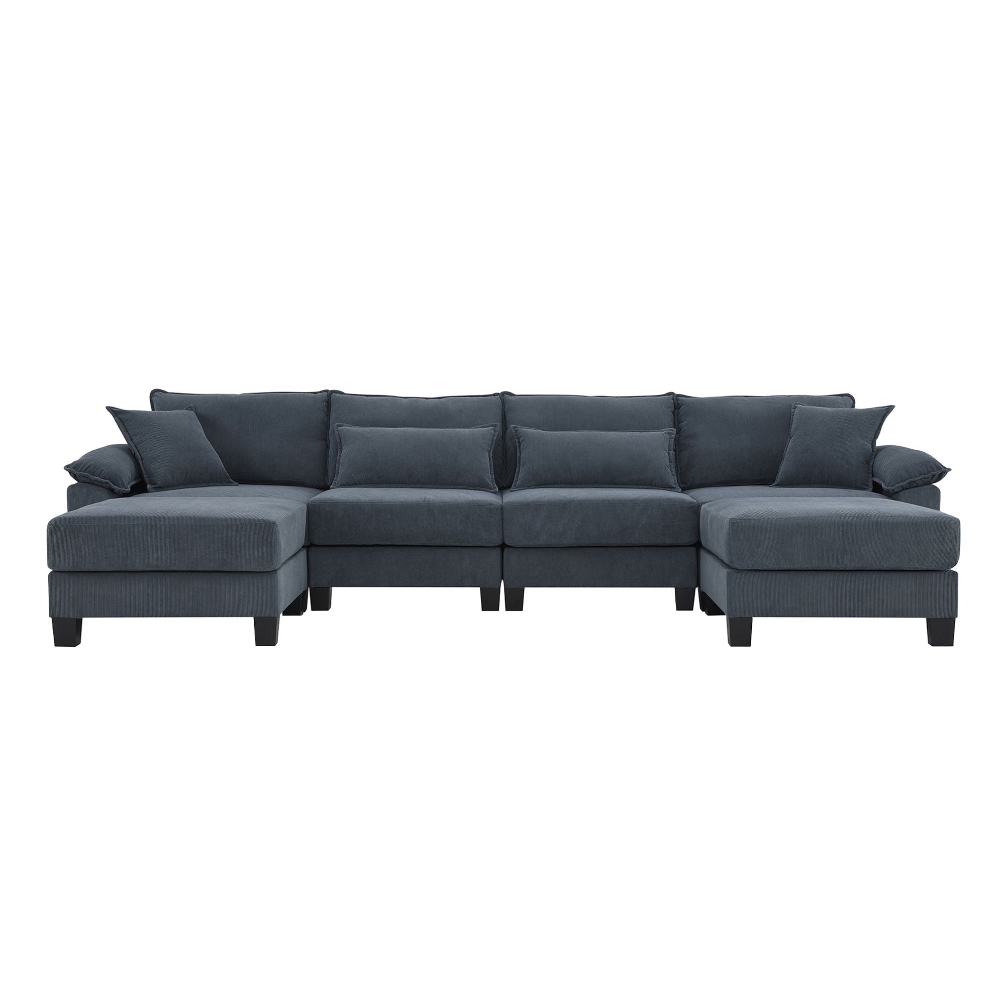 Wide Seat Modular Sectional Bed Sleeper Couch Set With Armrest Pillow 6 Seat, Free Combination Sofa With Ottomans Oversized