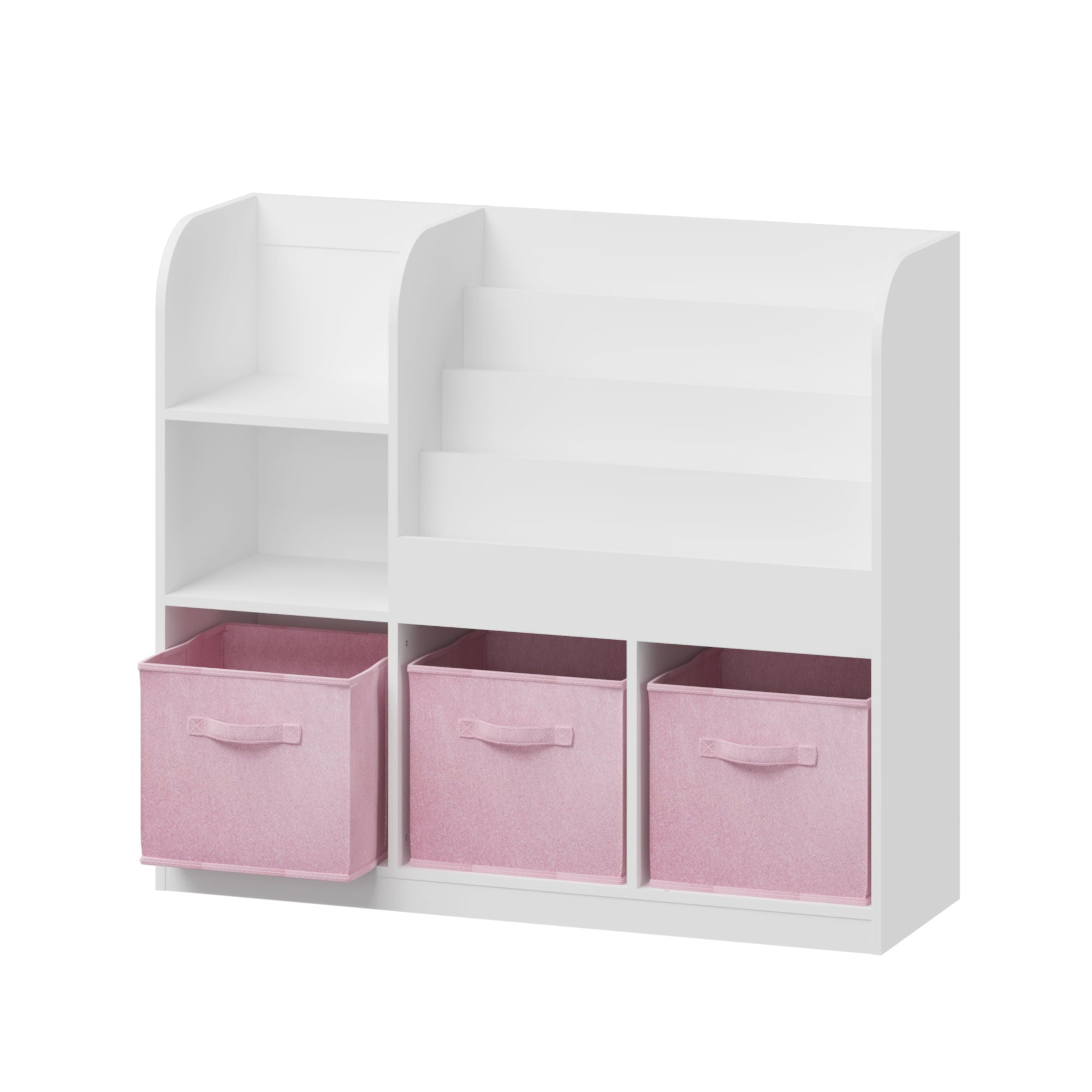 Bookcase And Bookshelf With 3 Collapsible Drawers, Multifunctional Display Stand