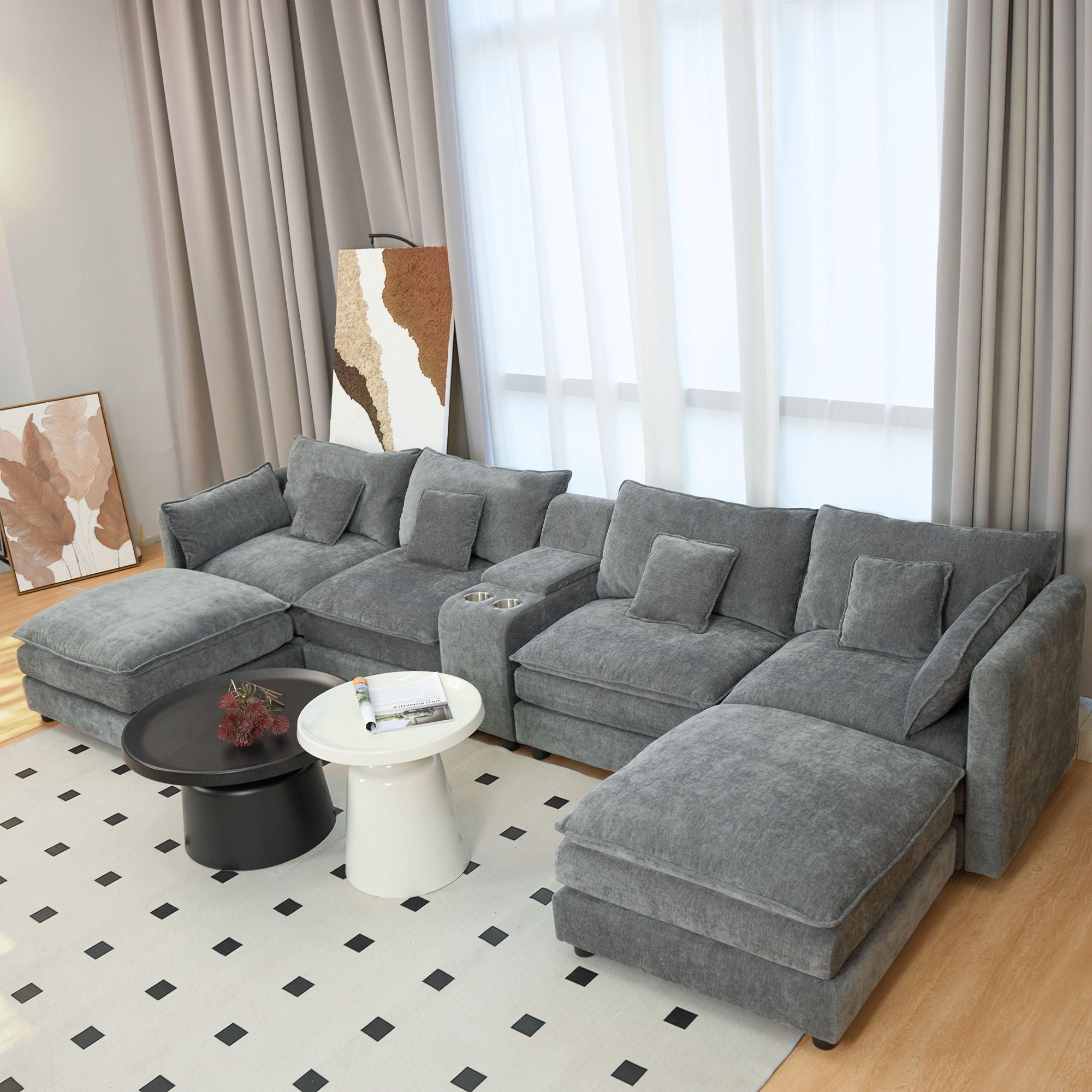 U Shaped Sectional Cloud Couch For Living Room
