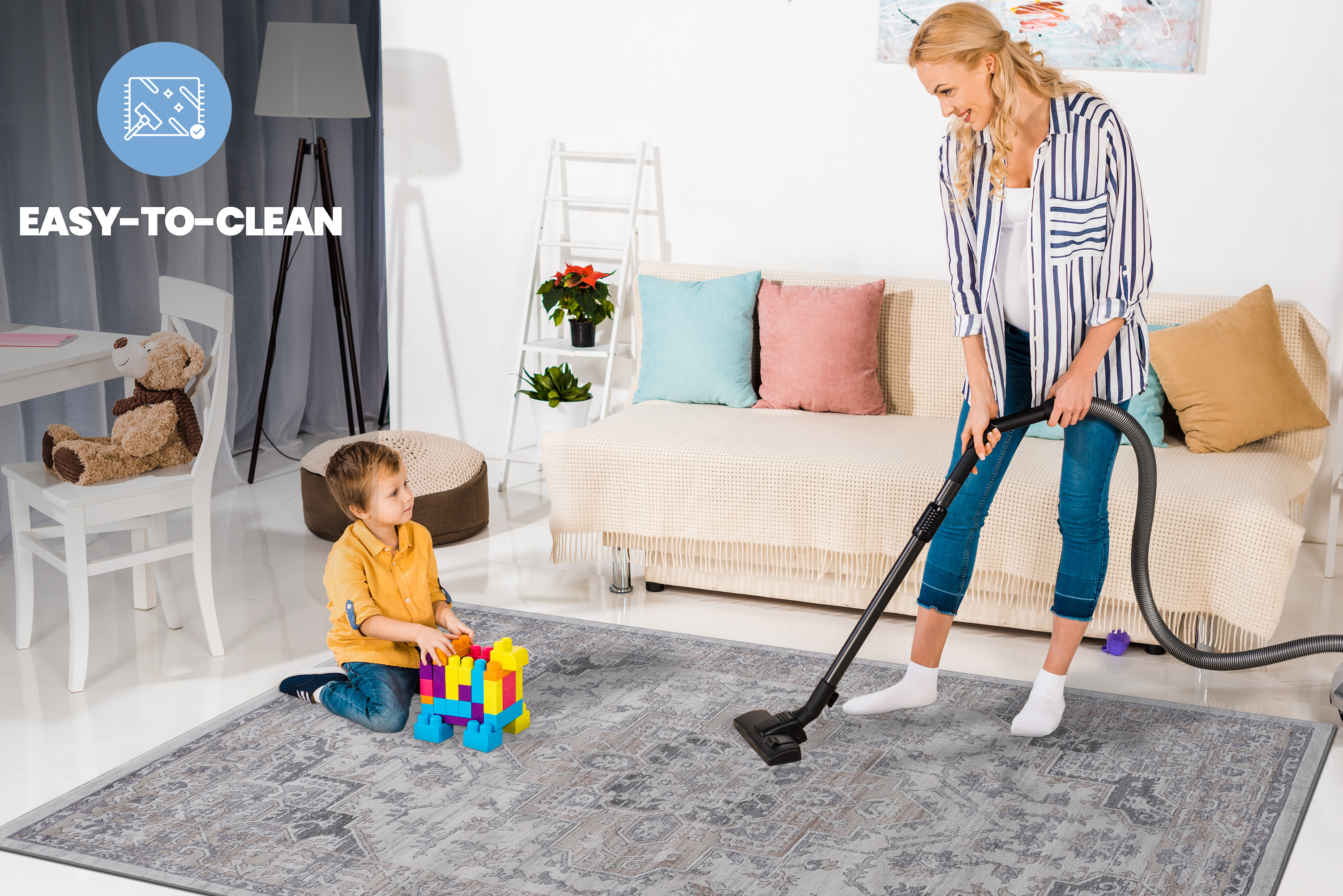 NAAR MARFI Collection Oriental Non-Shedding and Stain Resistant Area Rug