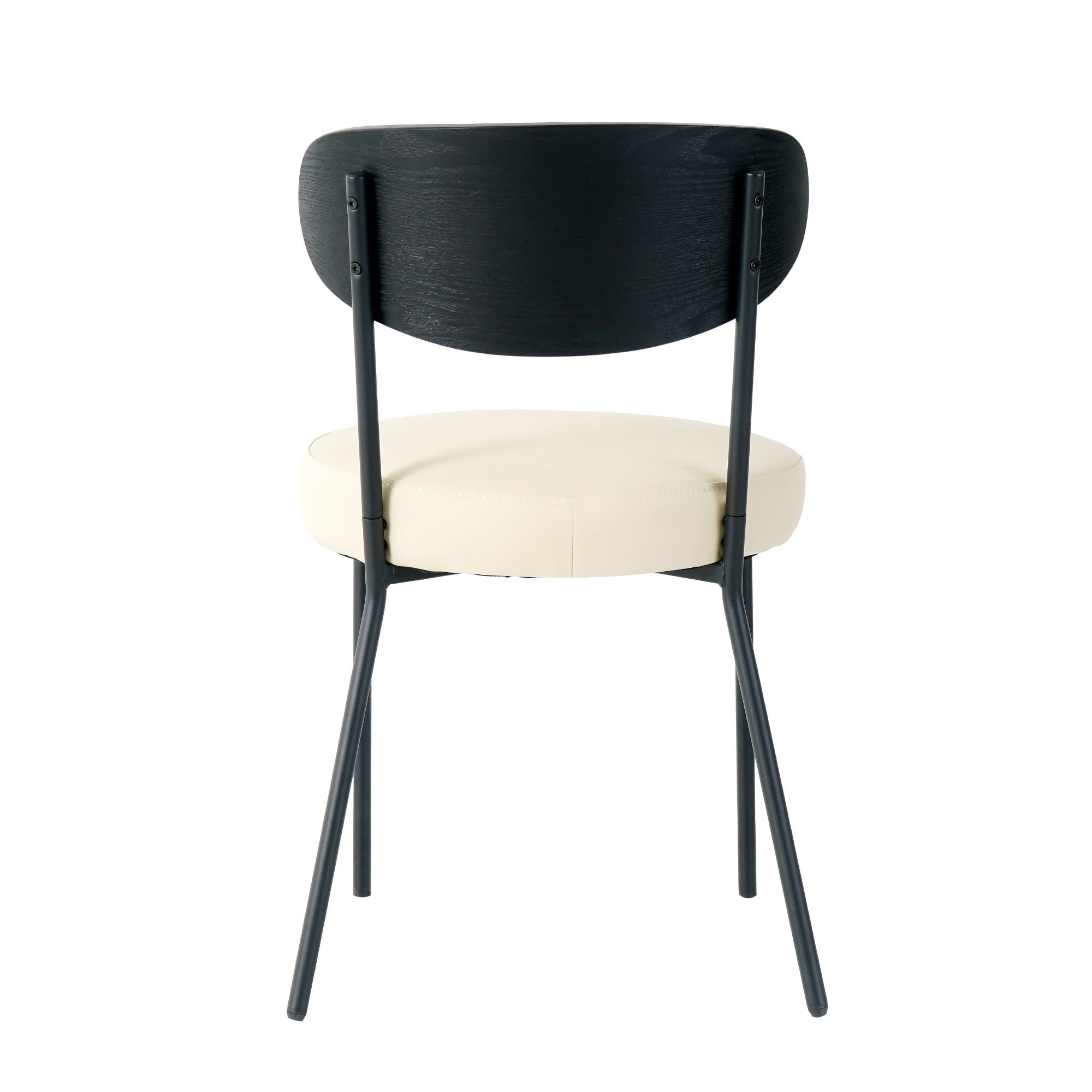 Modern Bentwood Dining Chair, Metal Legs, Ash Veneer Back, (Set of 2) - Cream