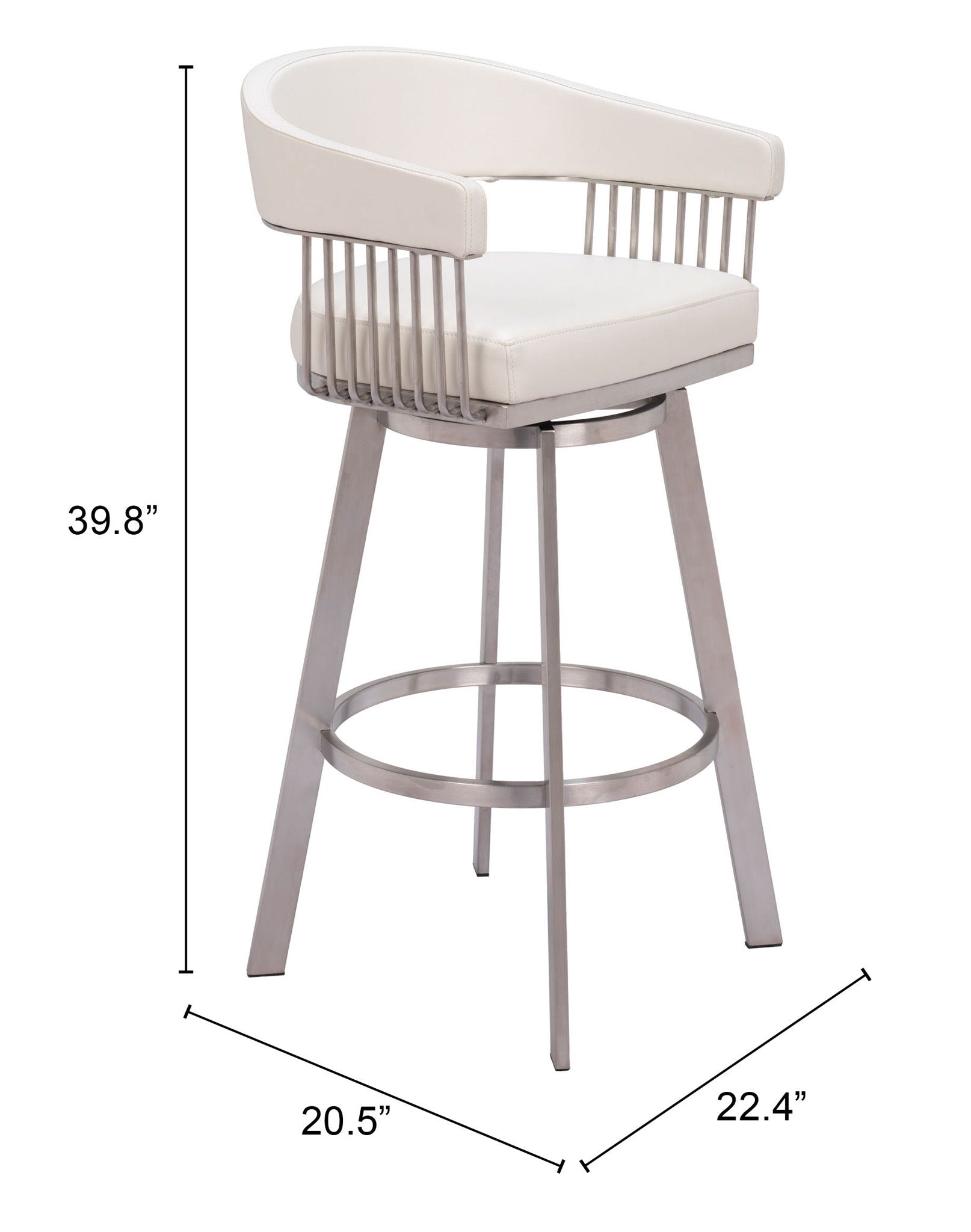 Bantry - Swivel Barstool - White