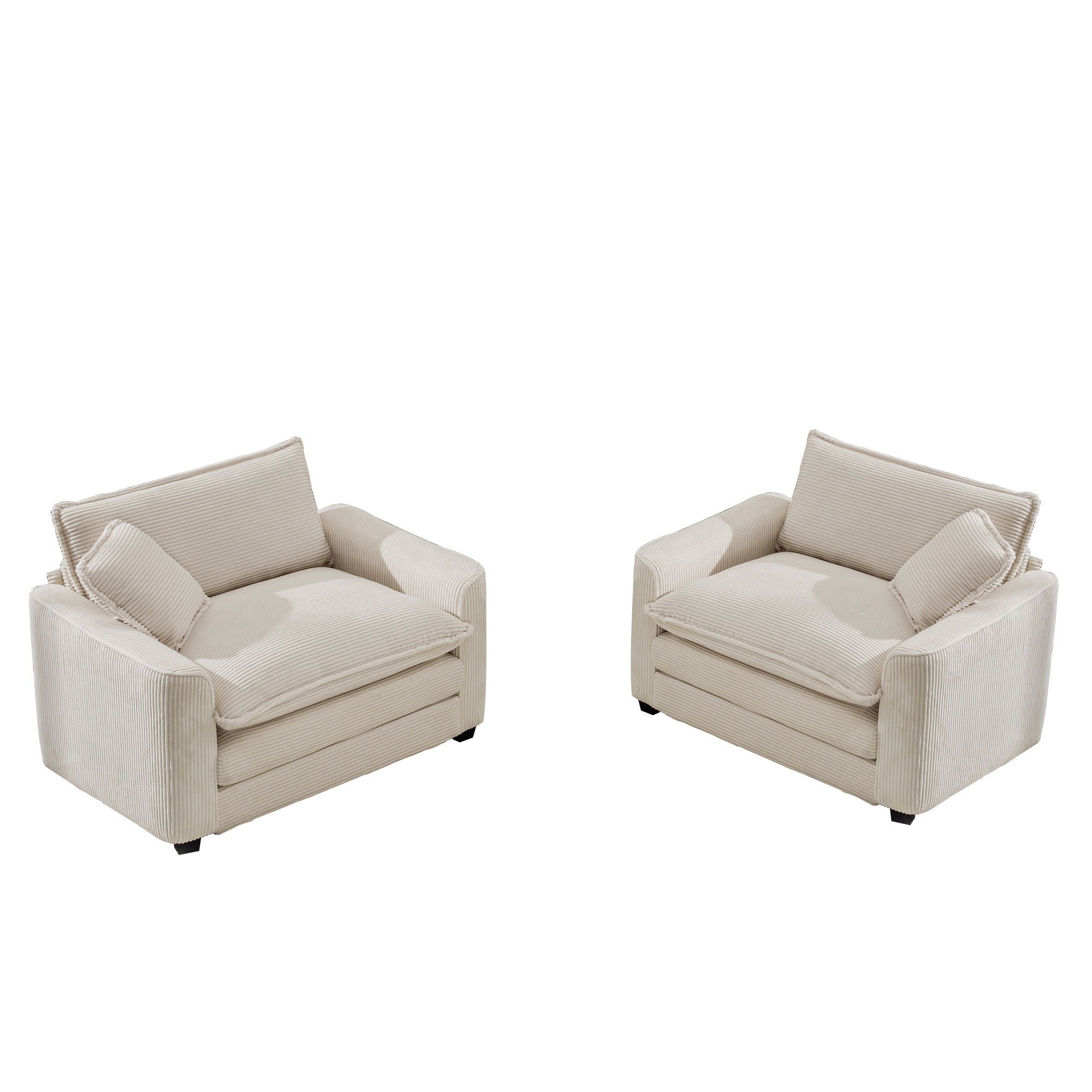Modern Classic Corduroy Fabric Single Chair Deep Seat Sofa With Pillow