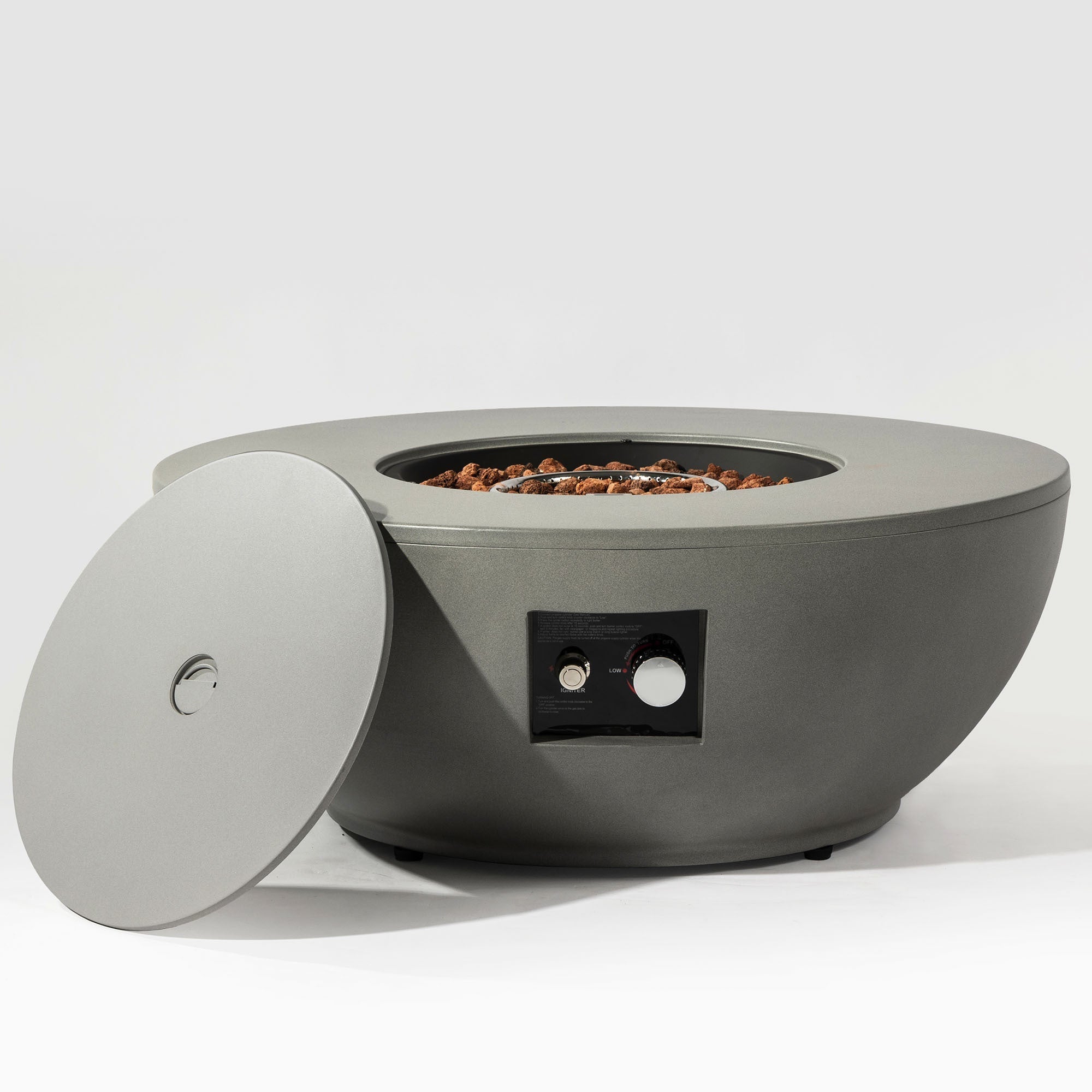 36'' Propane Gas Fire Pit Table - Grey Steel