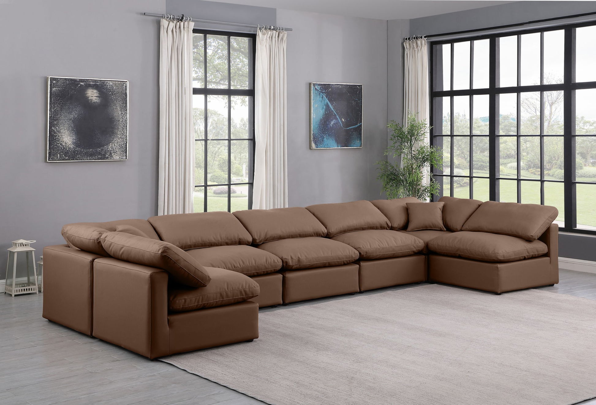 Indulge - Faux Leather 7 Piece Modular U-Shaped Sectional - Best Buy Furniture