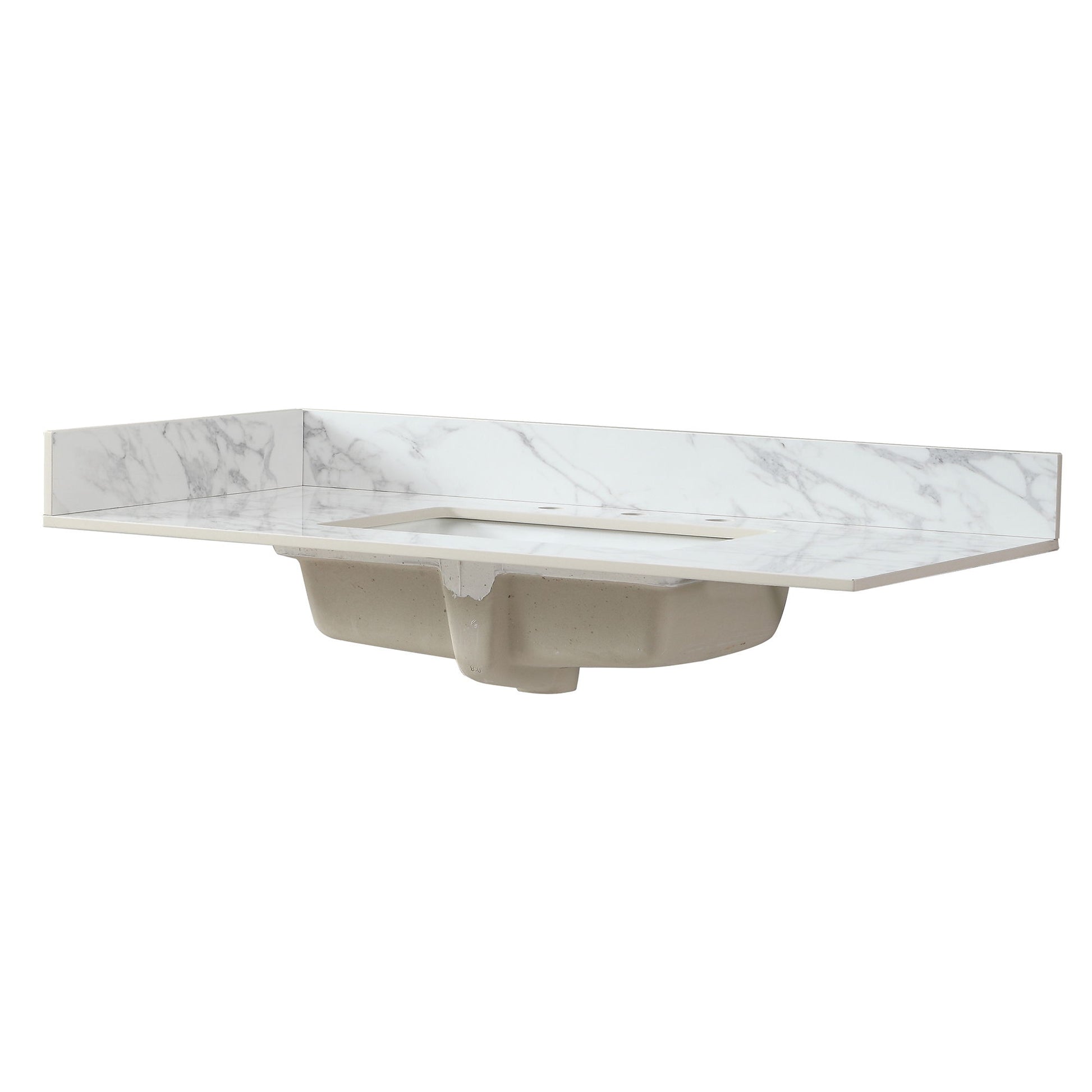 Engineered Marble Stone Bathroom Sink Side Splash - Bianco Carrara Wenato - Best Buy Furniture