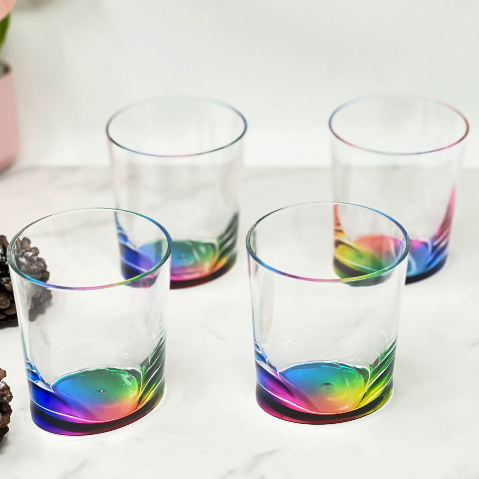 Halo - Oval Acrylic Glasses Drinking (Set of 4) Dof, Bpa Free Plastic Tumblers (12Oz) - Clear