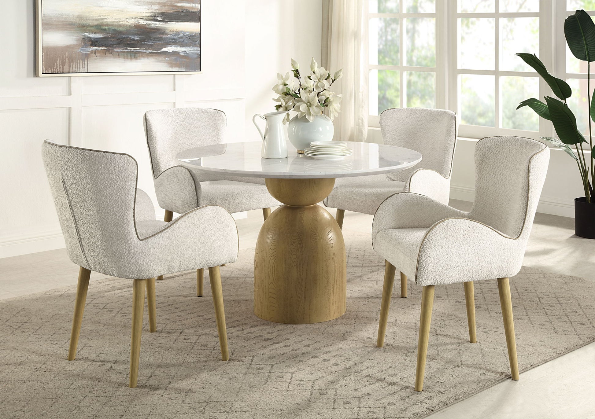 Kala - Natural Marble Top Round Dining Table - White - Best Buy Furniture
