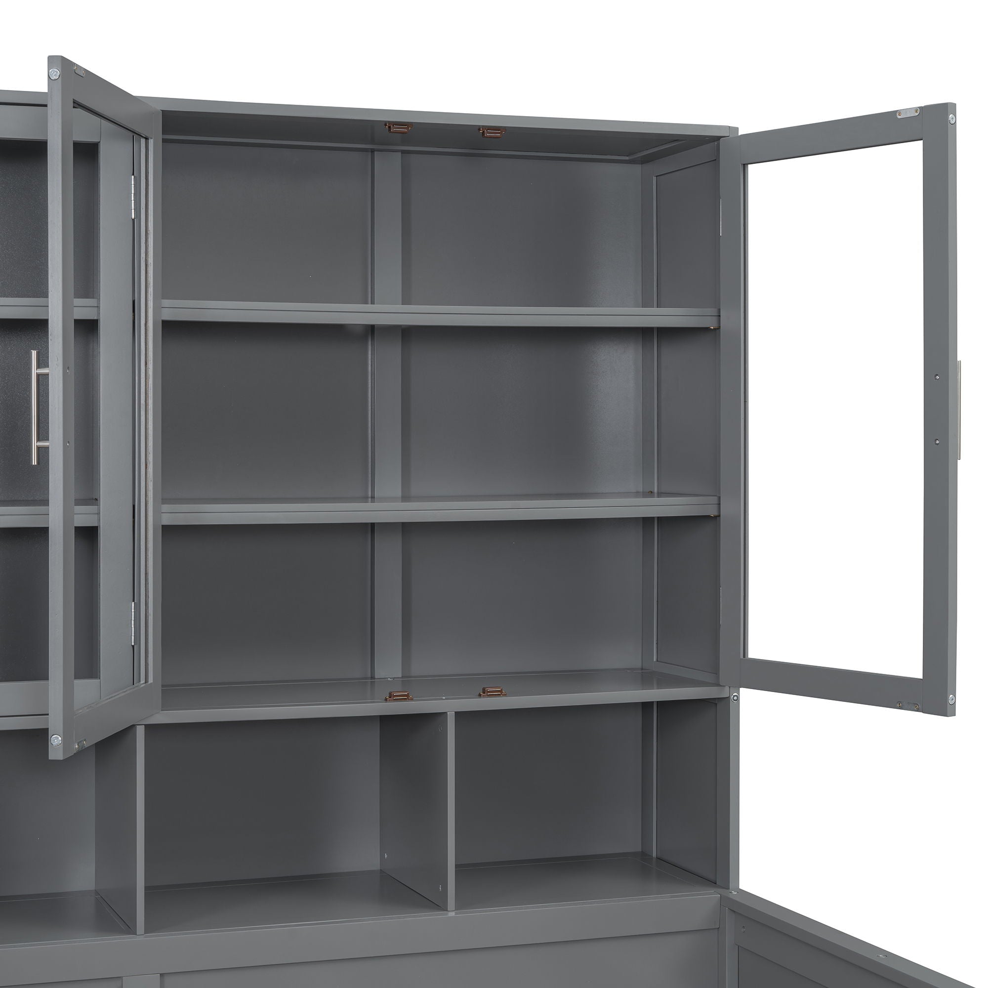 Daybed With Glass Door Storage Cabinets, Built In LED Lighting And Shelves