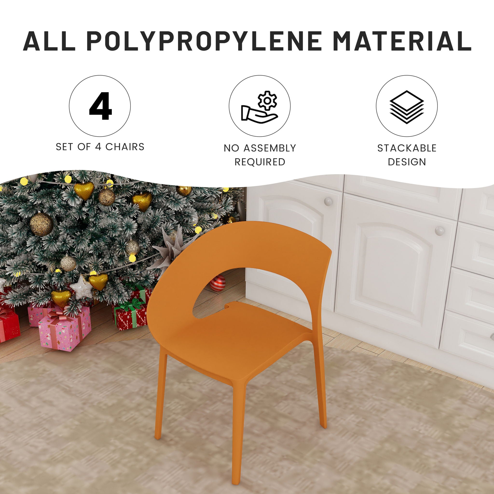 4 Piece Set Of Modern Designed Single Chairs With Folding Square Table