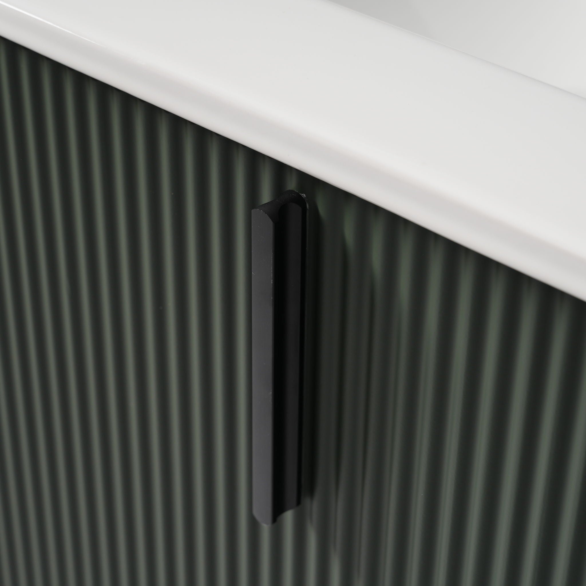 Bathroom Vanity With Ceramic Sink, Fluted Design