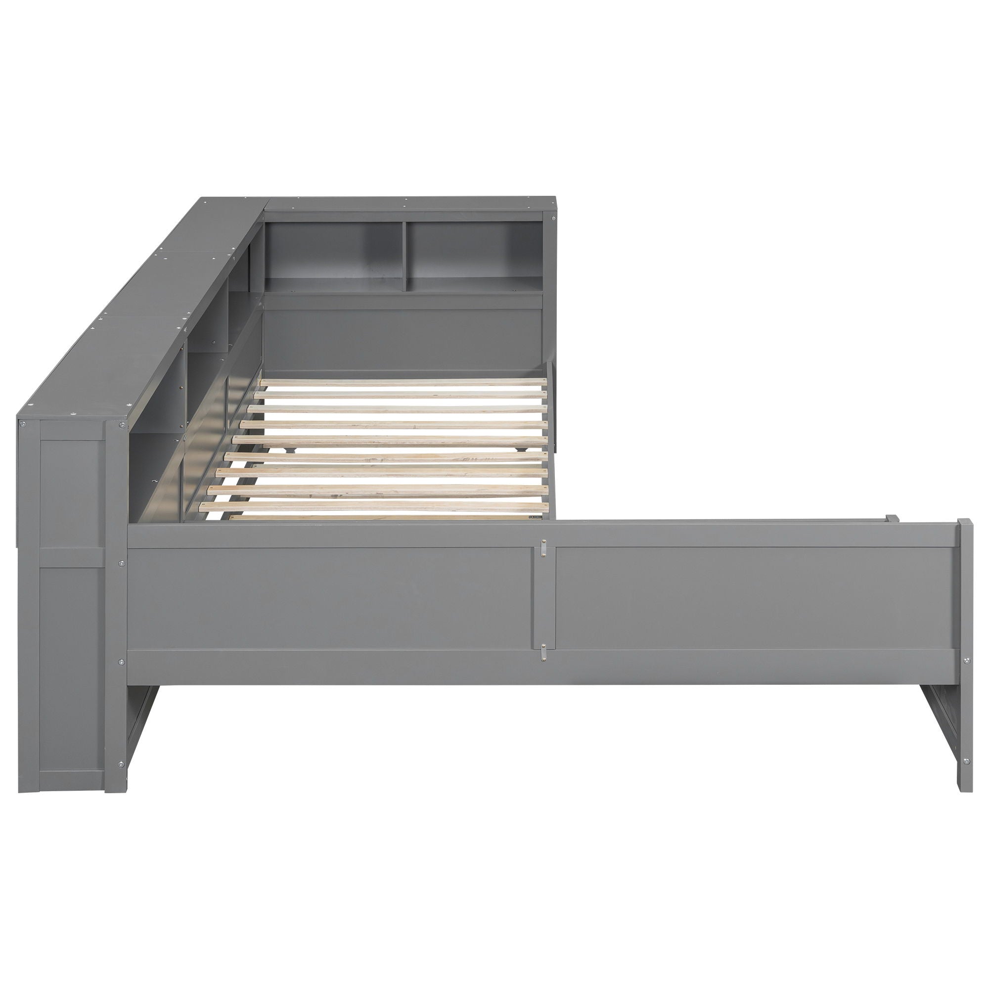 L Shaped Platform Bed With Trundle And Drawer