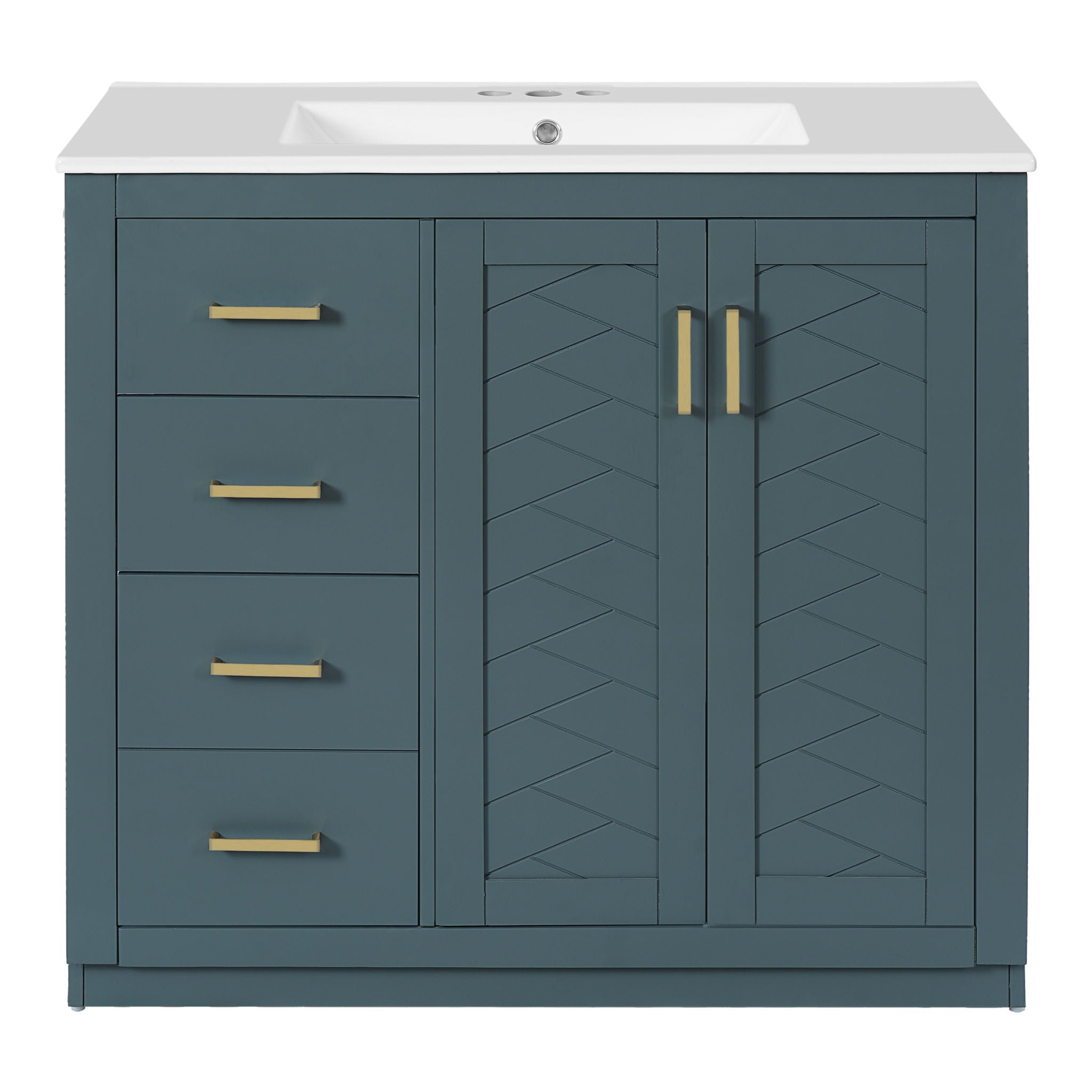 Bathroom Vanity With Sink Combo, Storage Cabinet, Freestanding Set With 3 Drawers & Soft Closing Doors