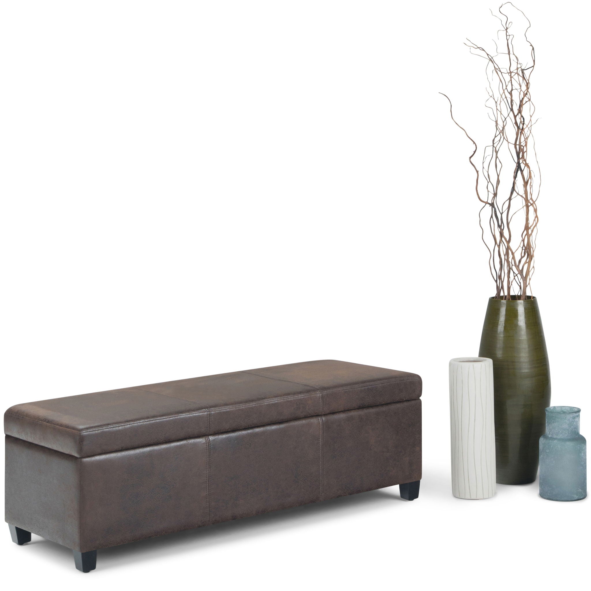 Avalon - Storage Ottoman Bench - Distressed Brown