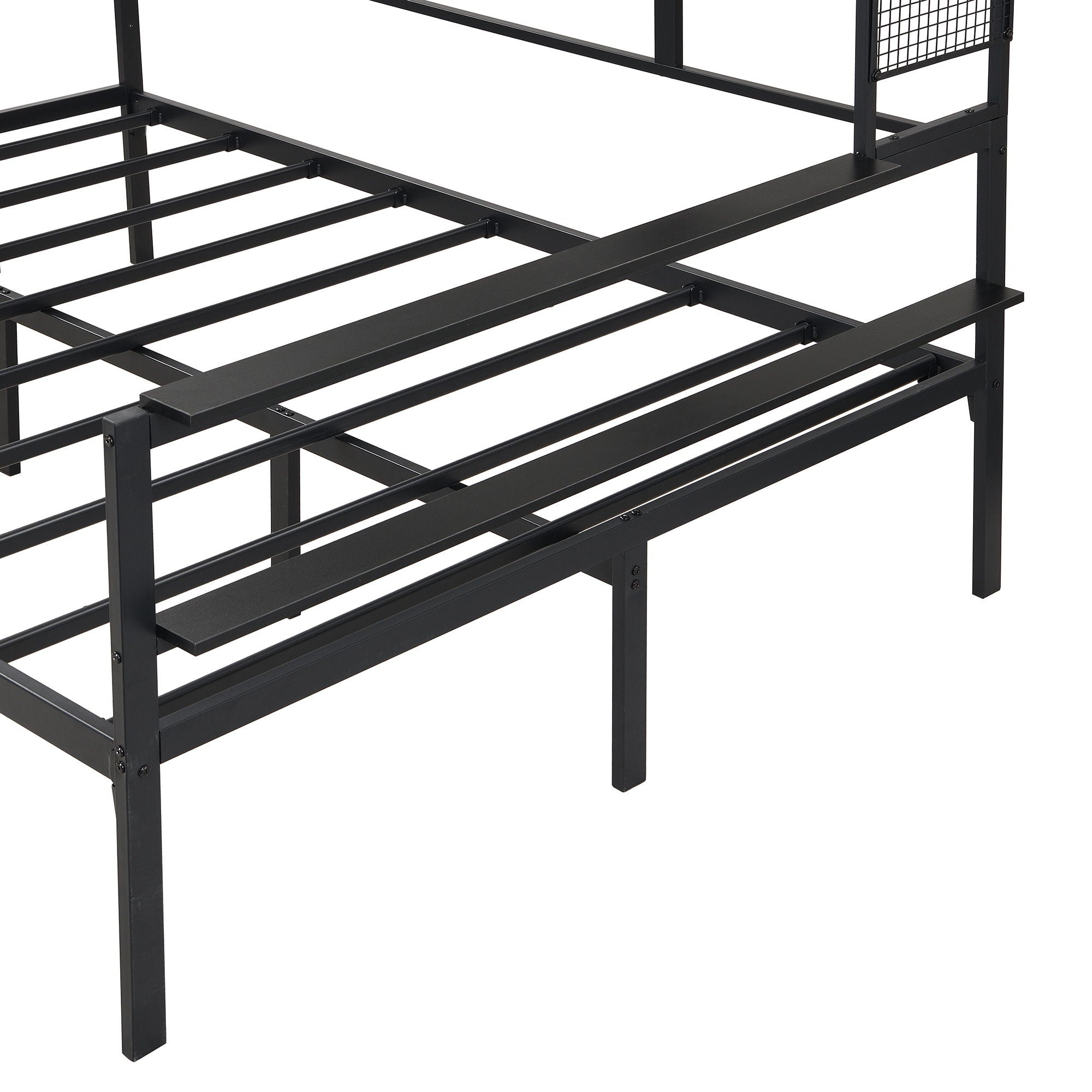 Daybed With Movable Desk, Grid, Shelves And Clothes Hanger