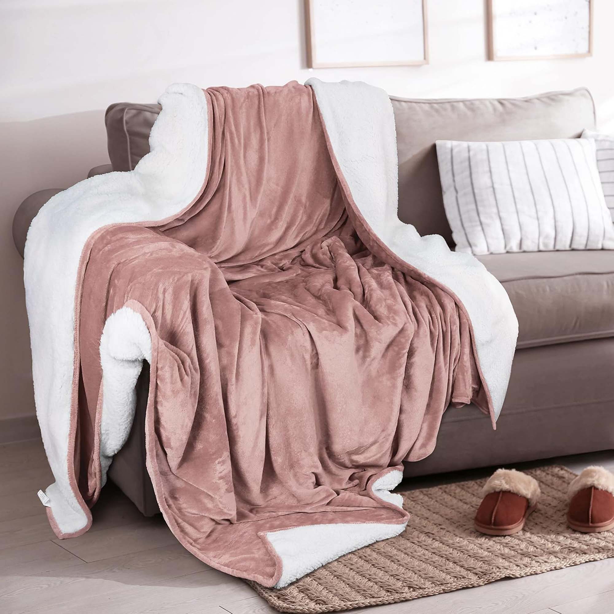 Velvet Plush Sherpa Bed Blanket - Sherpa Fleece Collection - Best Buy Furniture