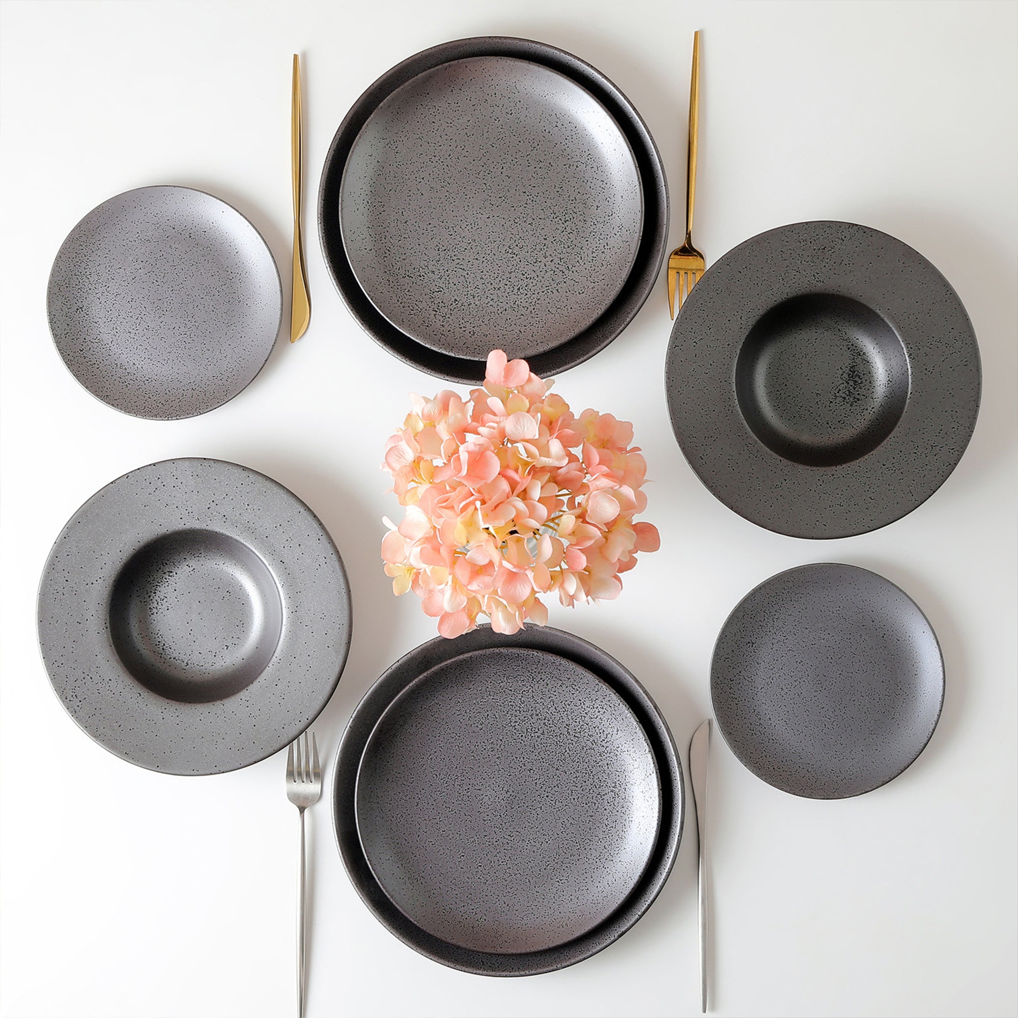 Valencia Porcelain Dinnerware Set - Metallic Grey