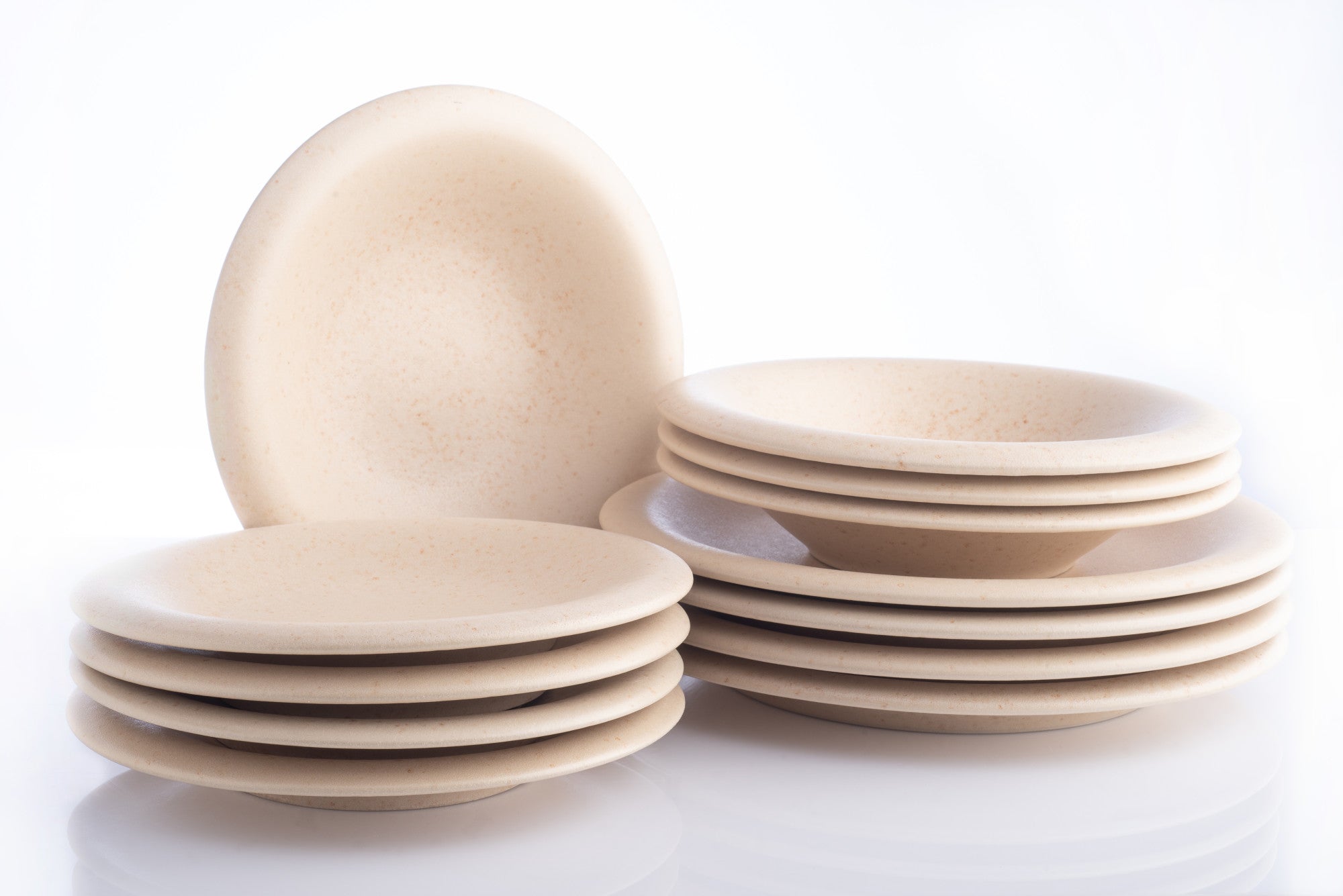 Aro Stoneware Dinnerware Set - Cream Matte - Crafted in Portugal - Scratch Resistant