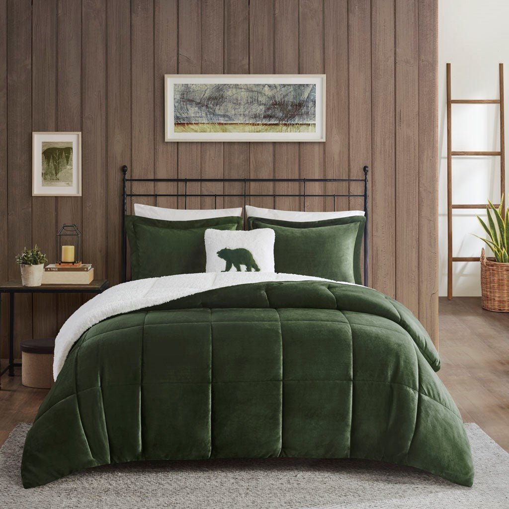 Full/queen plush to sherpa down alternative comforter set - Tuesday Morning - Quilts & Comforters
