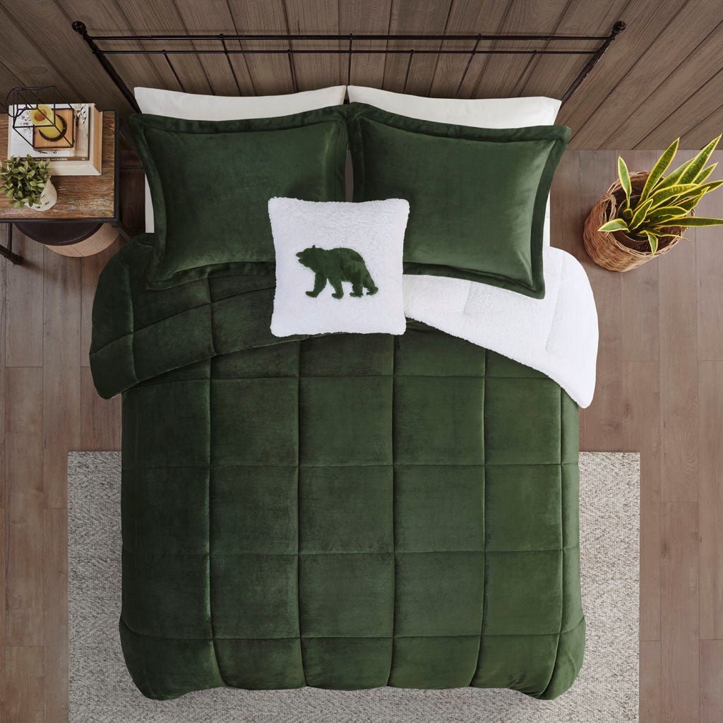 Full/queen plush to sherpa down alternative comforter set - Tuesday Morning - Quilts & Comforters