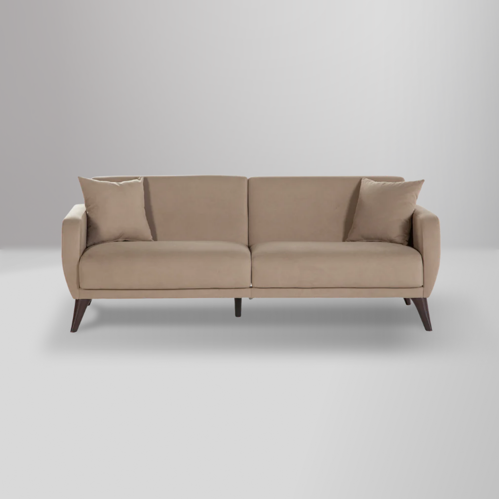 Compact 3-function sleeper sofa with built-in storage, performance fabric, and modern design, perfect for small spaces.