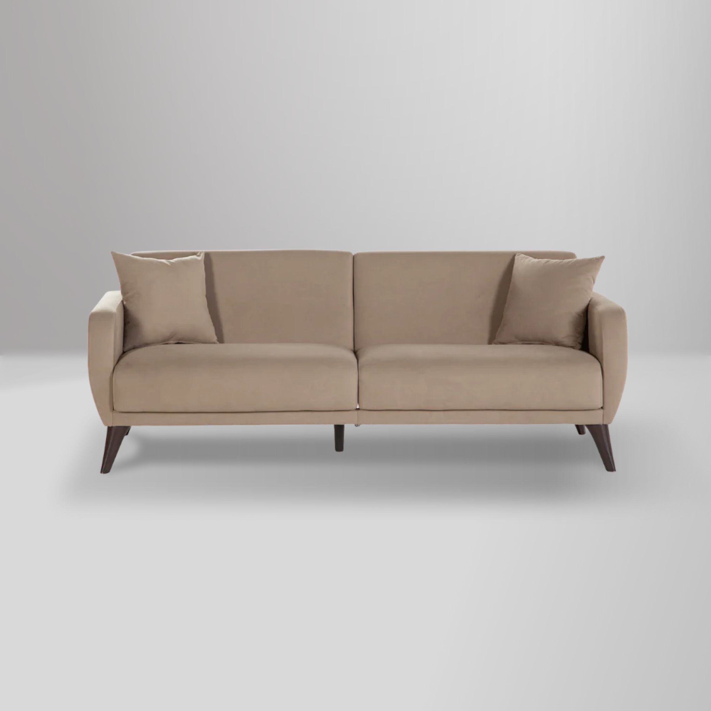 Compact 3-function sleeper sofa with built-in storage, performance fabric, and modern design, perfect for small spaces.