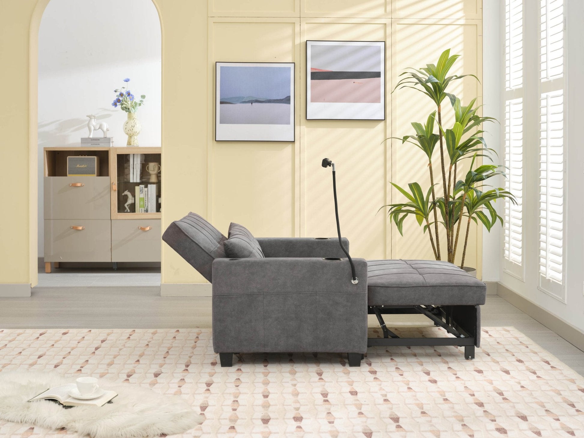 Futon chair bed convertible chair 3 - in - 1 pull out sleeper chair beds with usb - Tuesday Morning - Sleeper Chairs