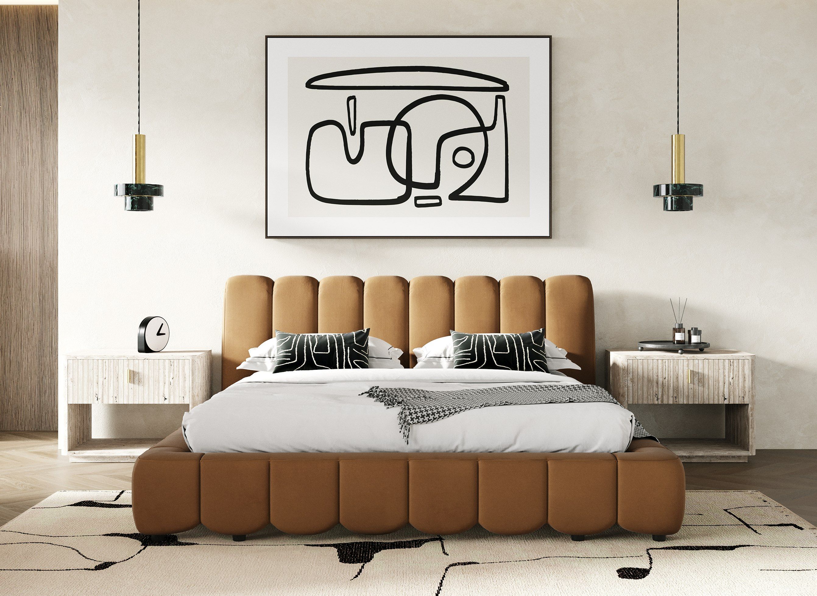 Modrest Harris - Modern Brown Fabric King Bed