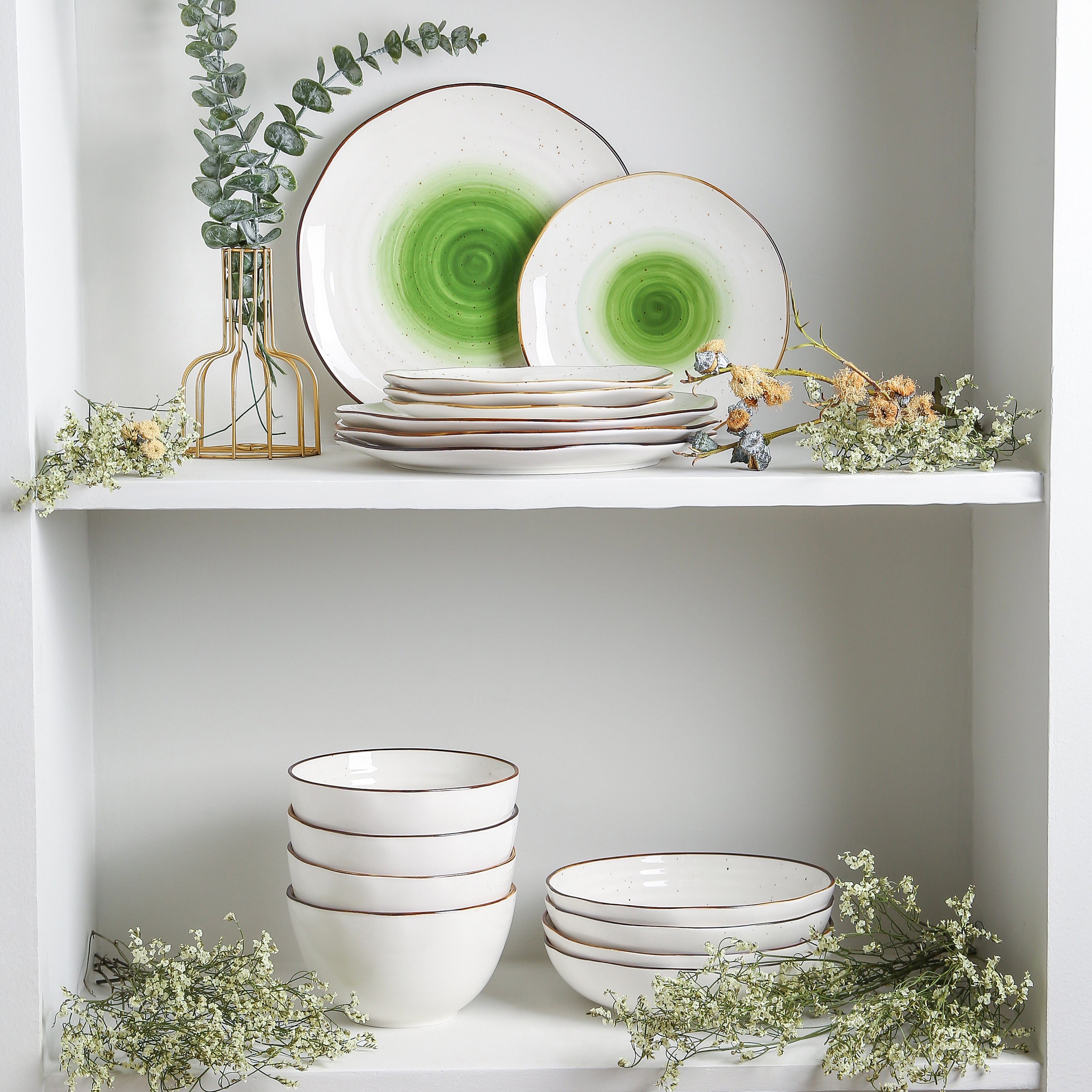 Luma Porcelain Dinnerware Set - Green