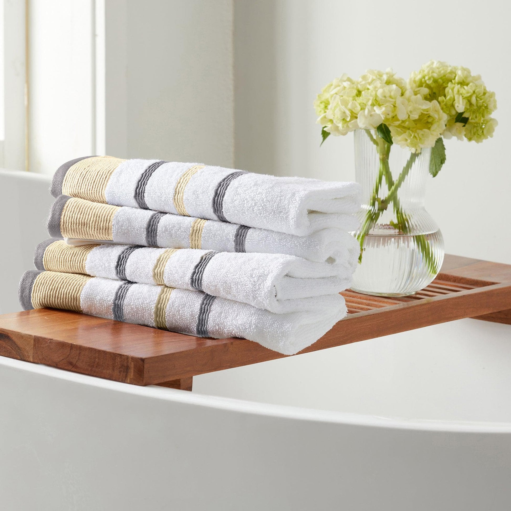 Decorative Cotton Stripe Bath Towel Set - Noelle Collection - Best Buy Furniture