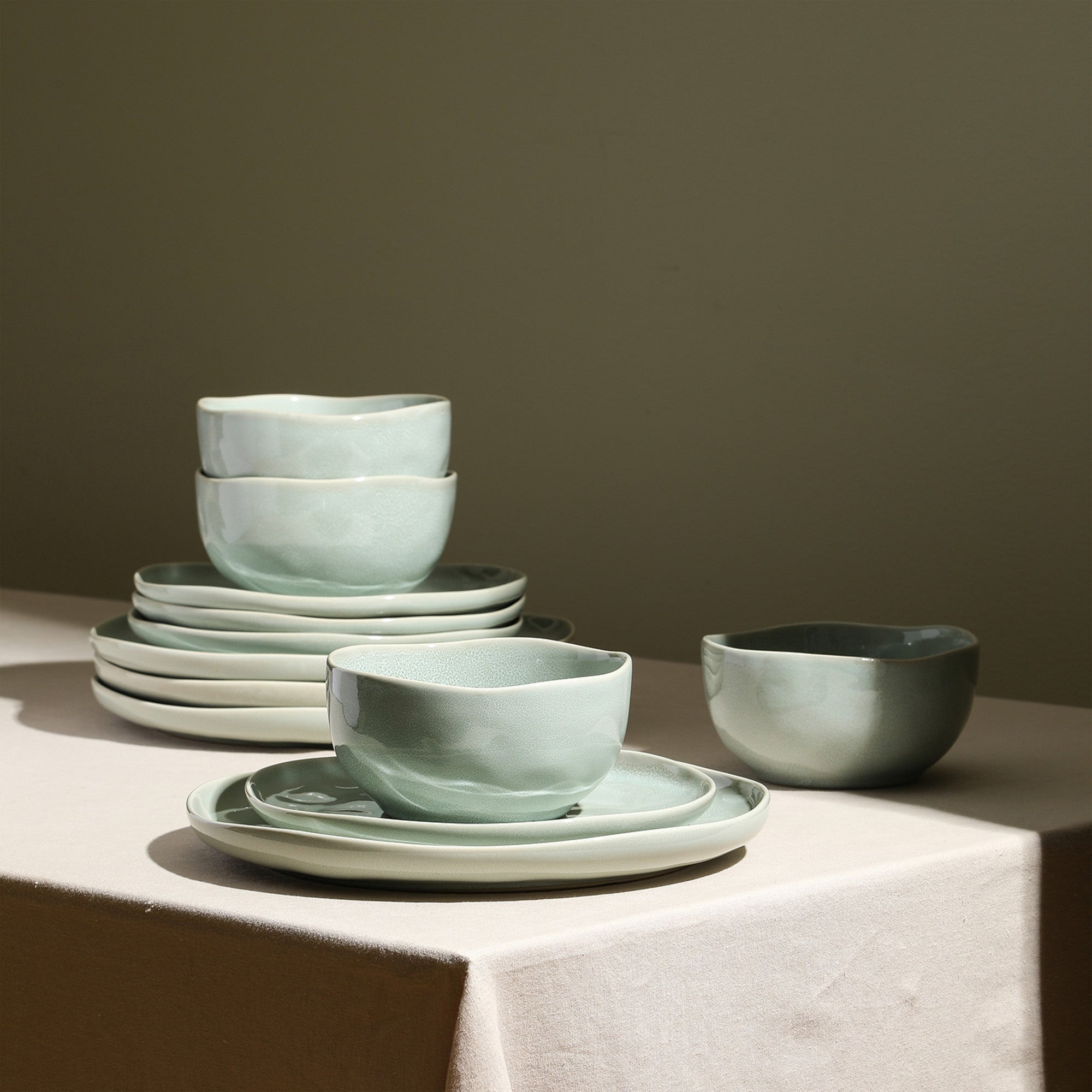 Mirella Stoneware Dinnerware Set - Light Green