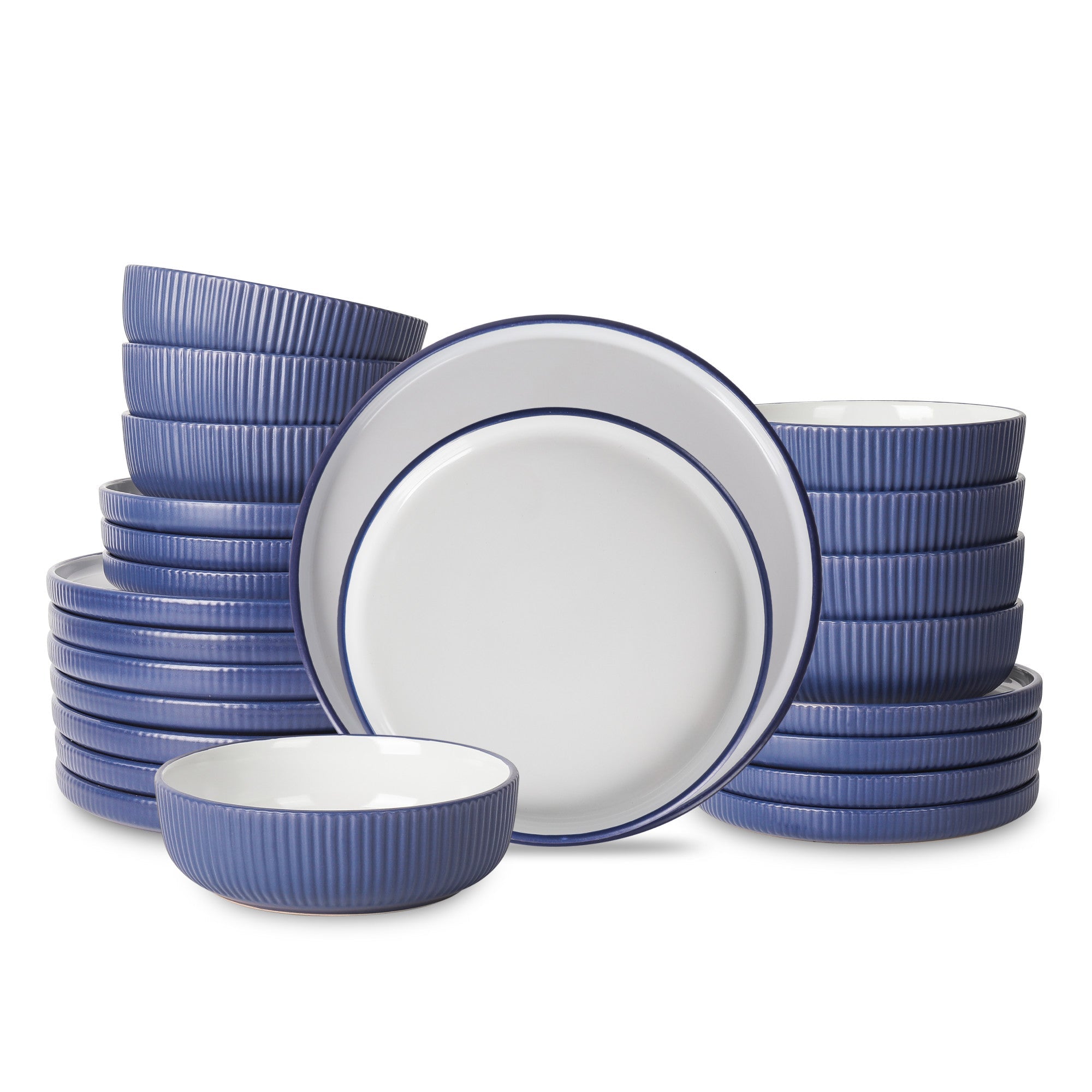 Laro Stoneware Dinnerware Set - Dark Blue