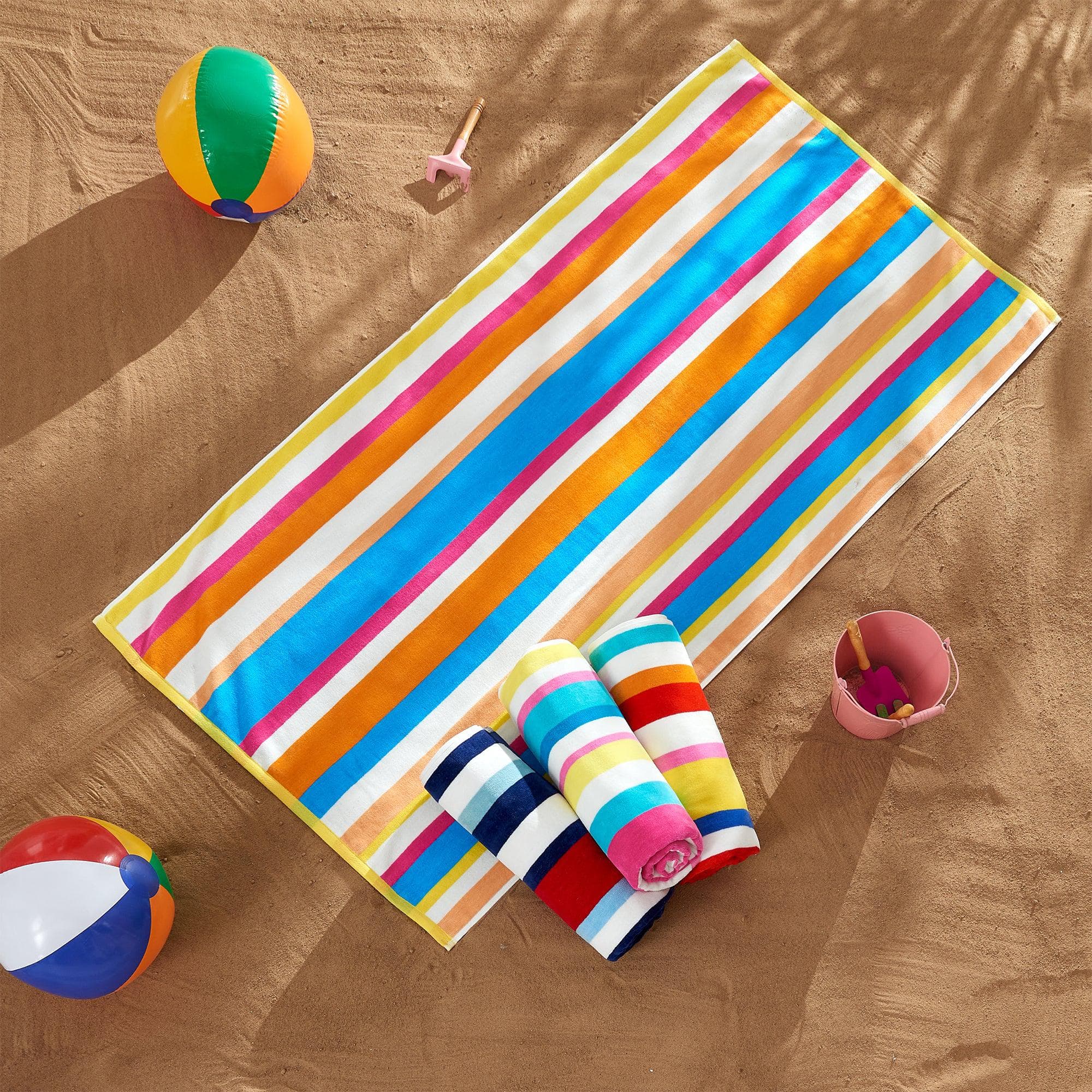 Cotton Velour Cabana Stripe Beach Towel - Novia Collection - Best Buy Furniture