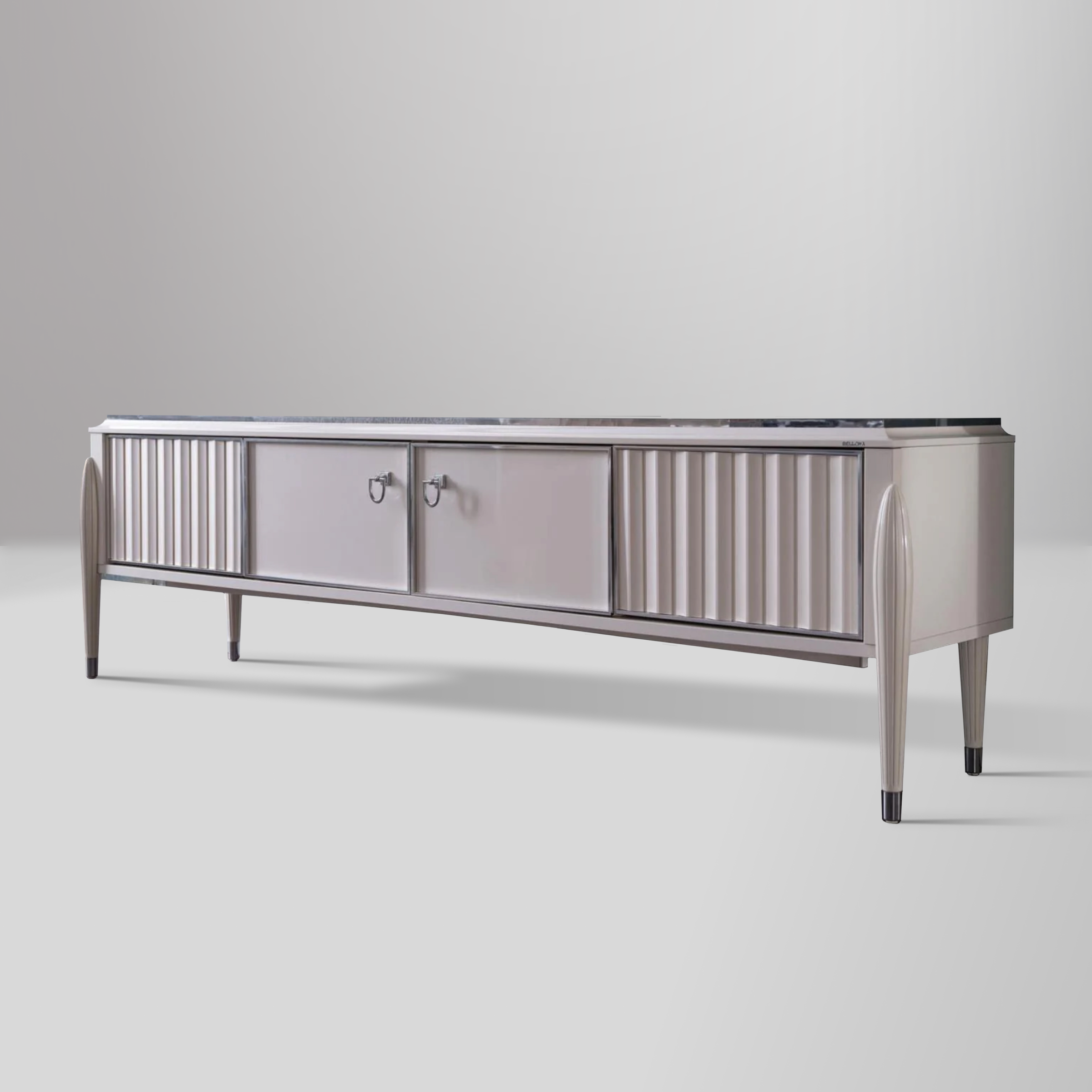 Gravita TV Stand with sleek modern design, offering durable and stable television organization.