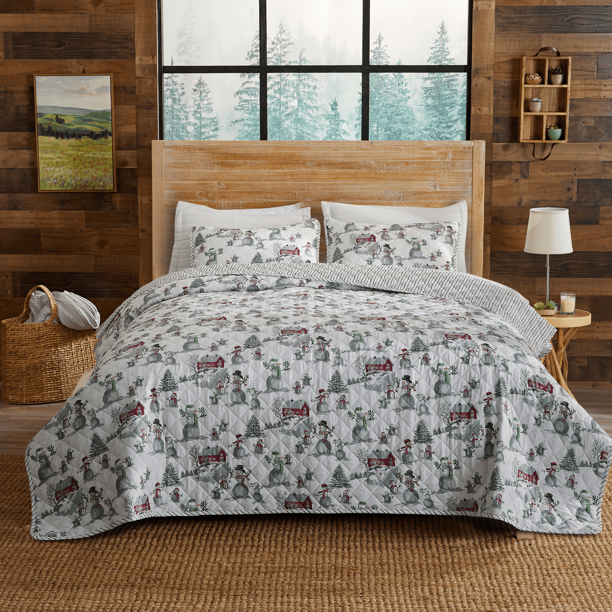 3 Piece Holiday Printed Quilt - Alfie Collection - Best Buy Furniture