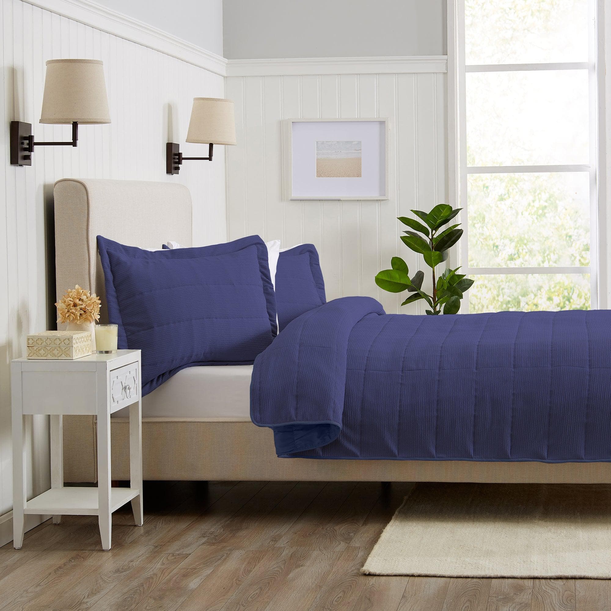 3 Piece Textured Striped Quilt Set - Ellie Collection - Best Buy Furniture