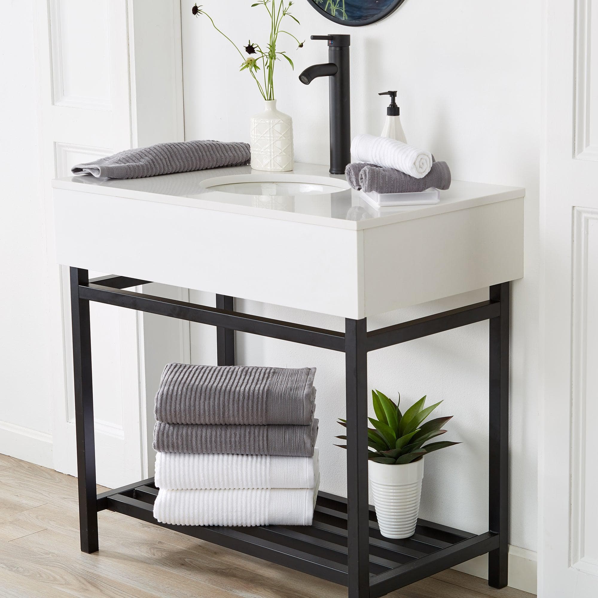 4 Pack Ribbed Hand Towels - Rori Collection - Best Buy Furniture